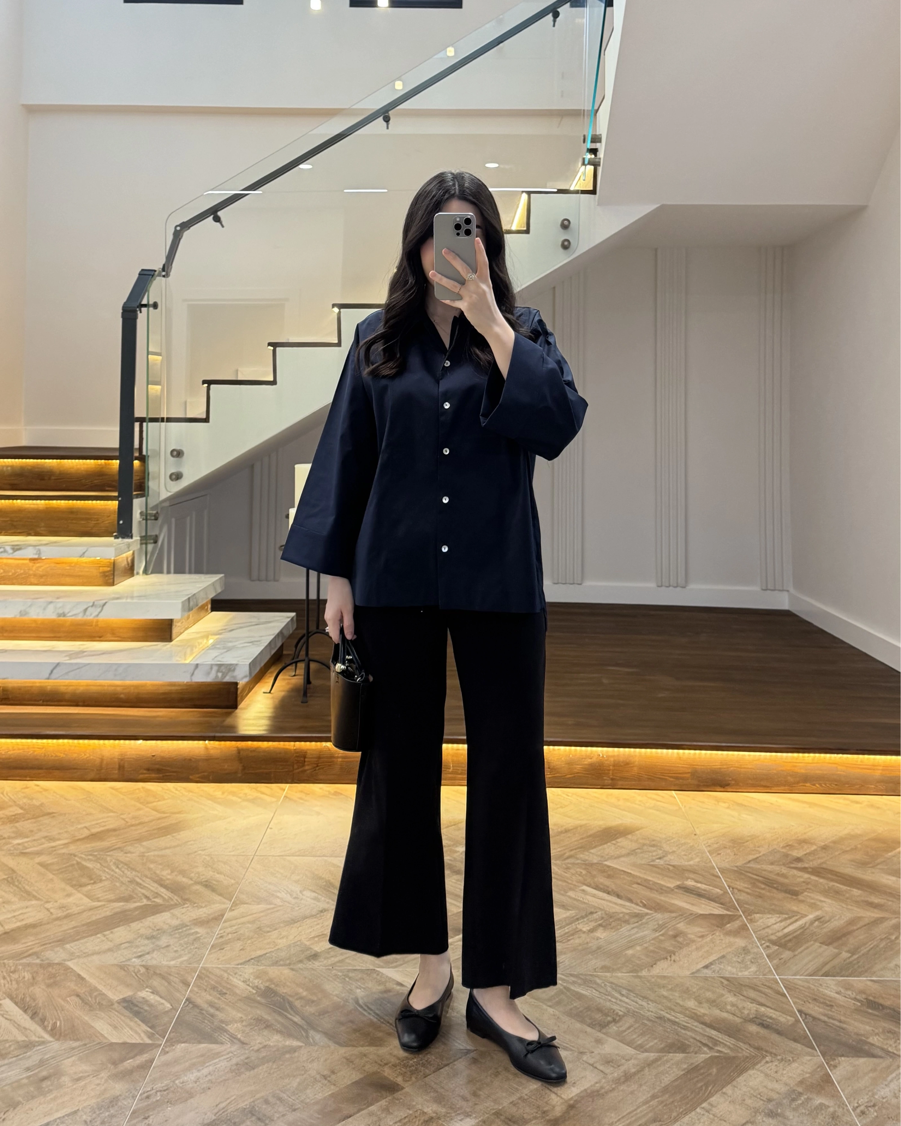 LACİVERT OVERSİZE DUBLE KOL GÖMLEK-5411