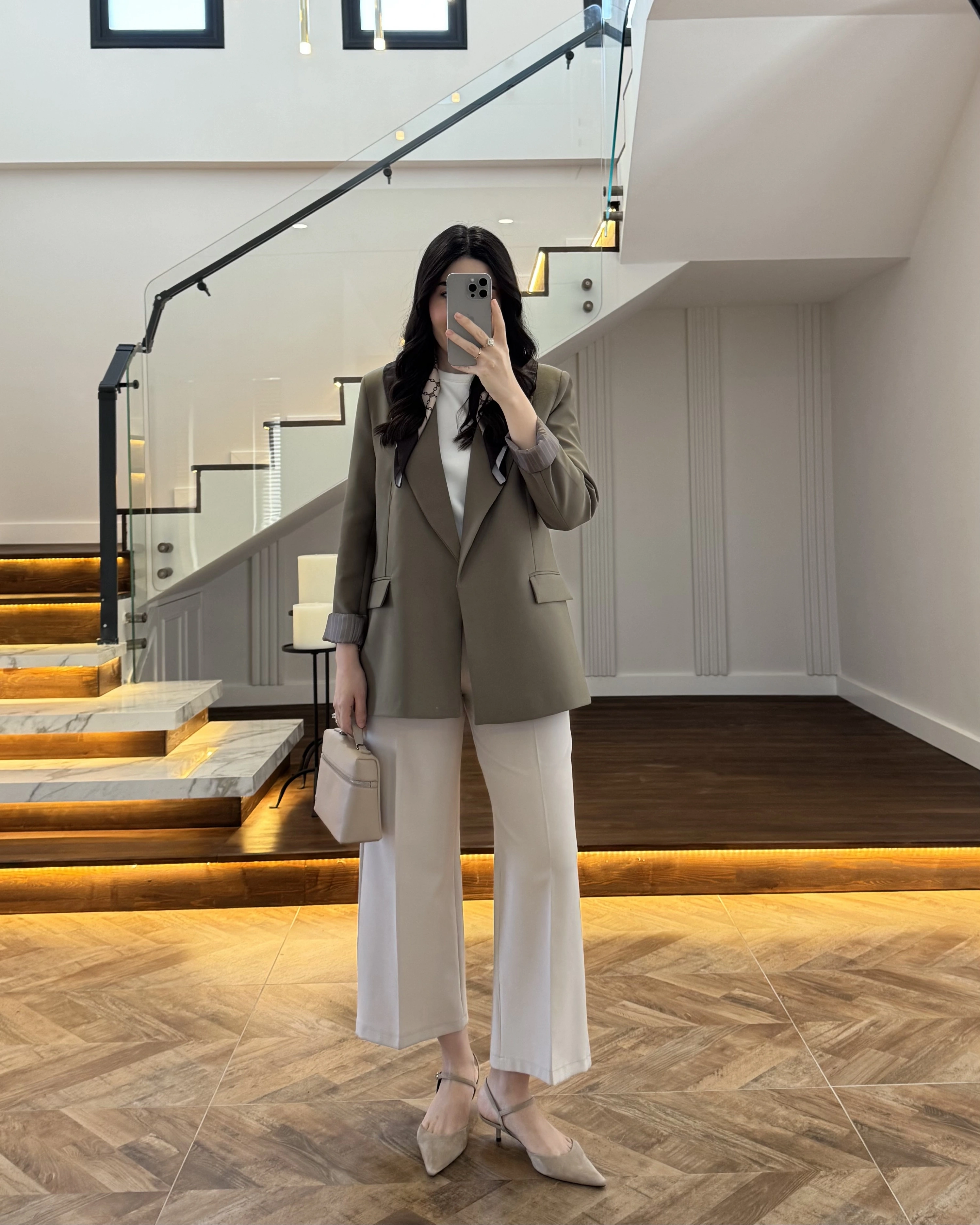 HAKİ ÇİZGİLİ ASTARLI BLAZER CEKET -7560