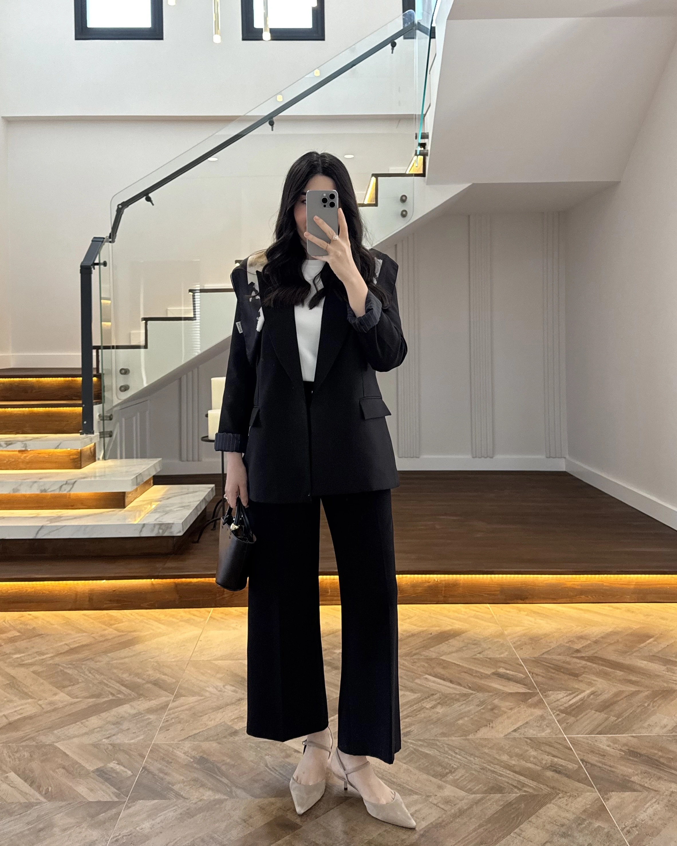 SİYAH ÇİZGİLİ ASTARLI BLAZER CEKET -7560