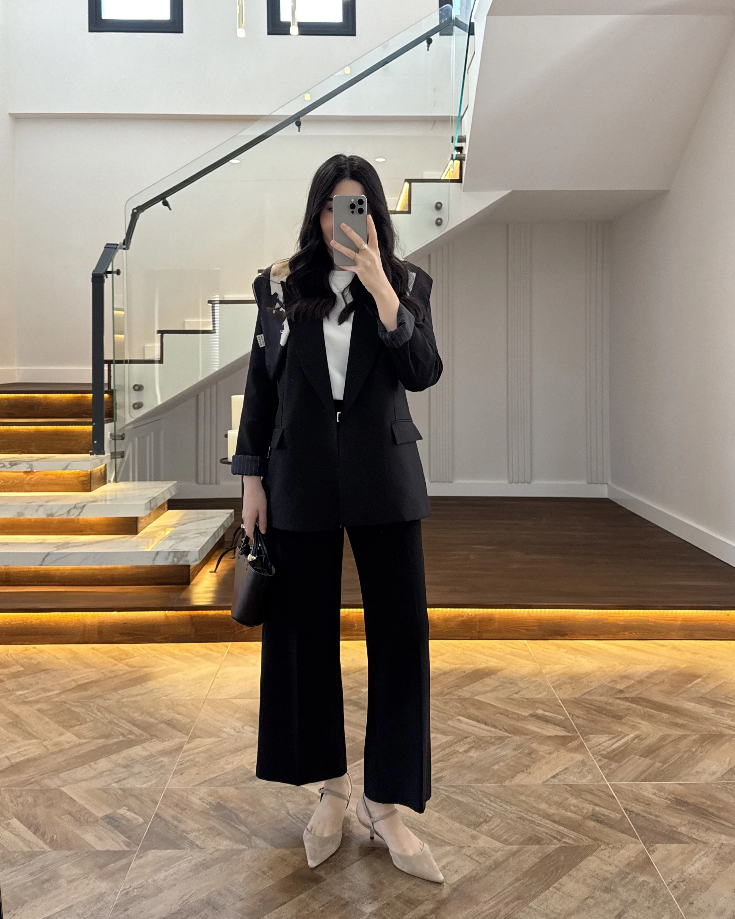 SİYAH ÇİZGİLİ ASTARLI BLAZER CEKET -7560