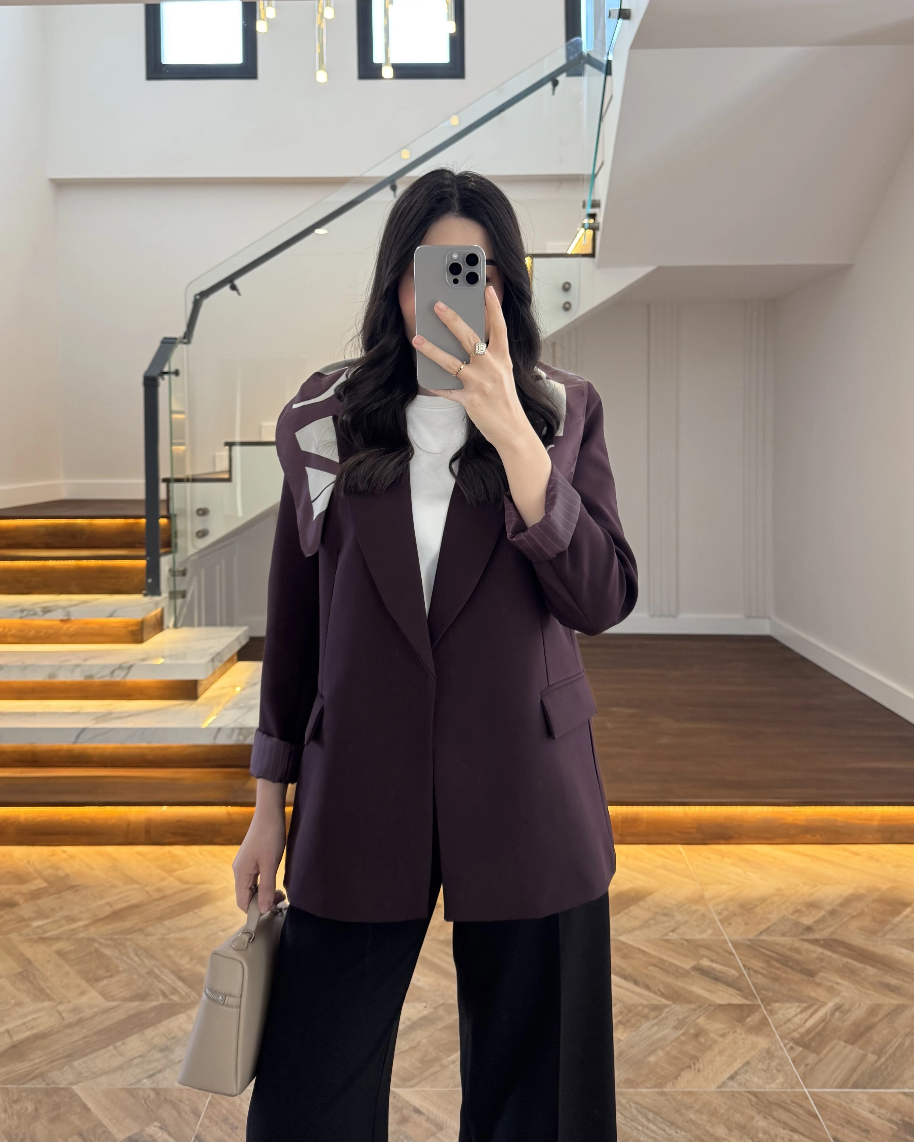 MÜRDÜM ÇİZGİLİ ASTARLI BLAZER CEKET -7560