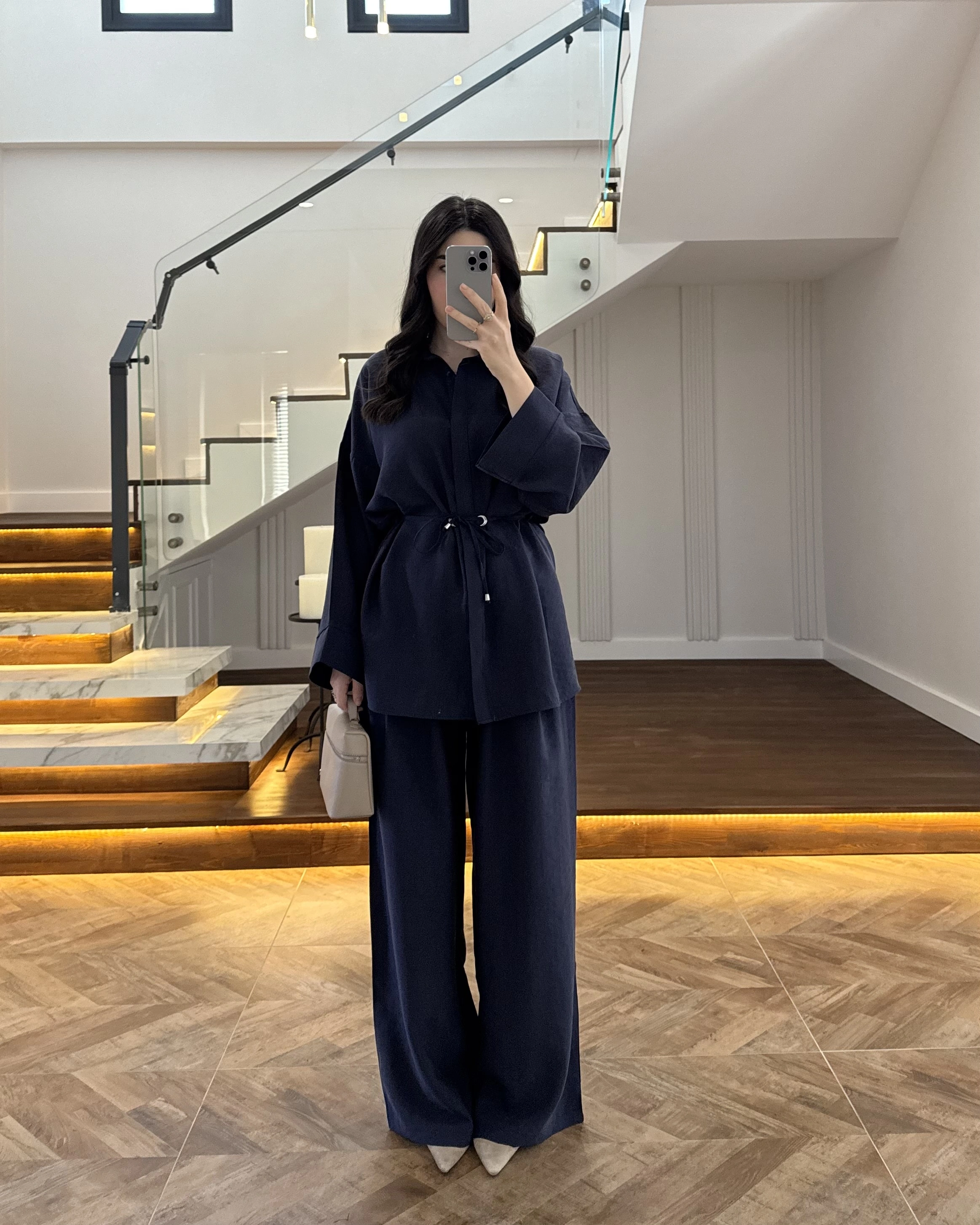 LACİVERT TENSEL GÖMLEK PANTOLON TAKIM -51281