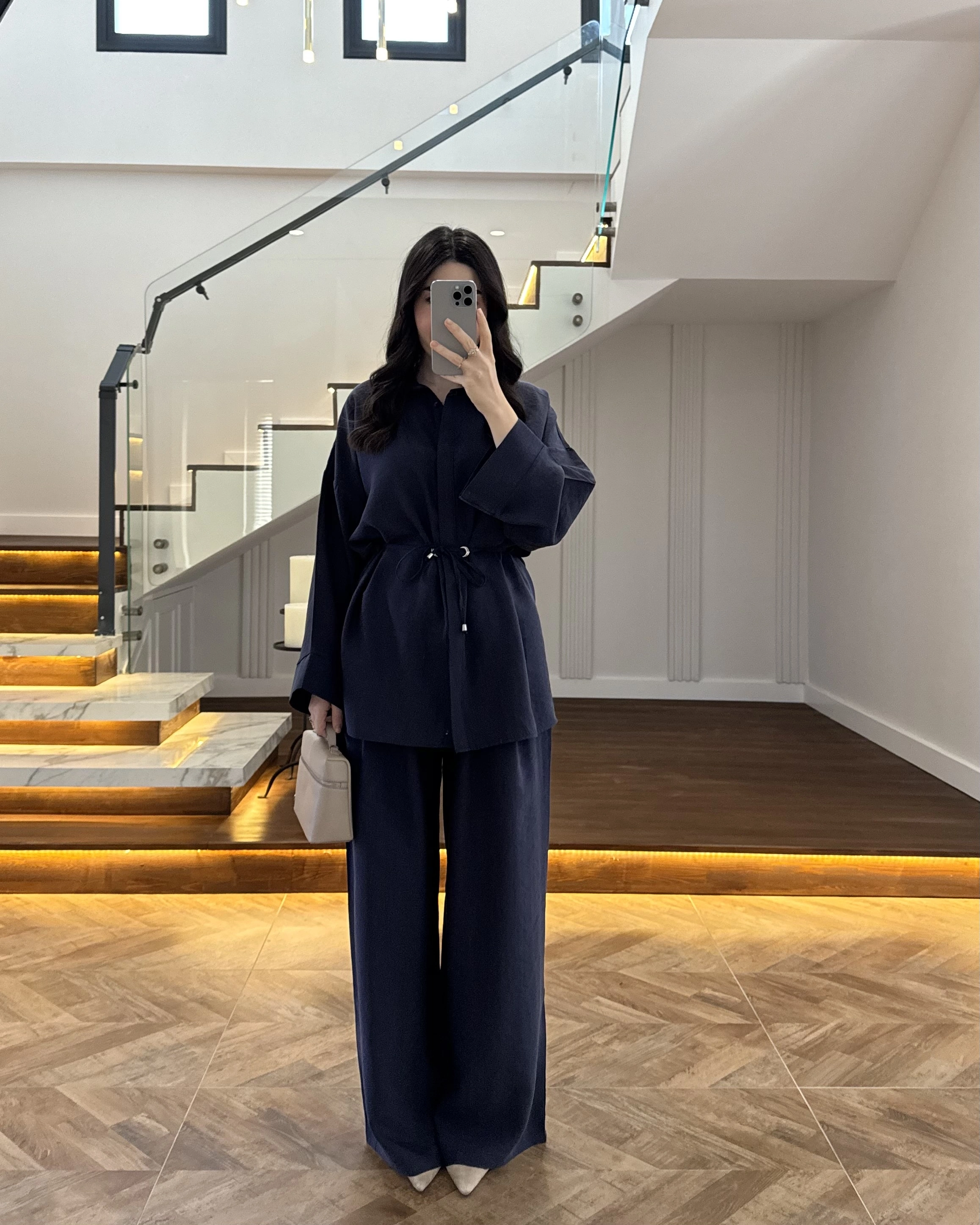 LACİVERT TENSEL GÖMLEK PANTOLON TAKIM -51281