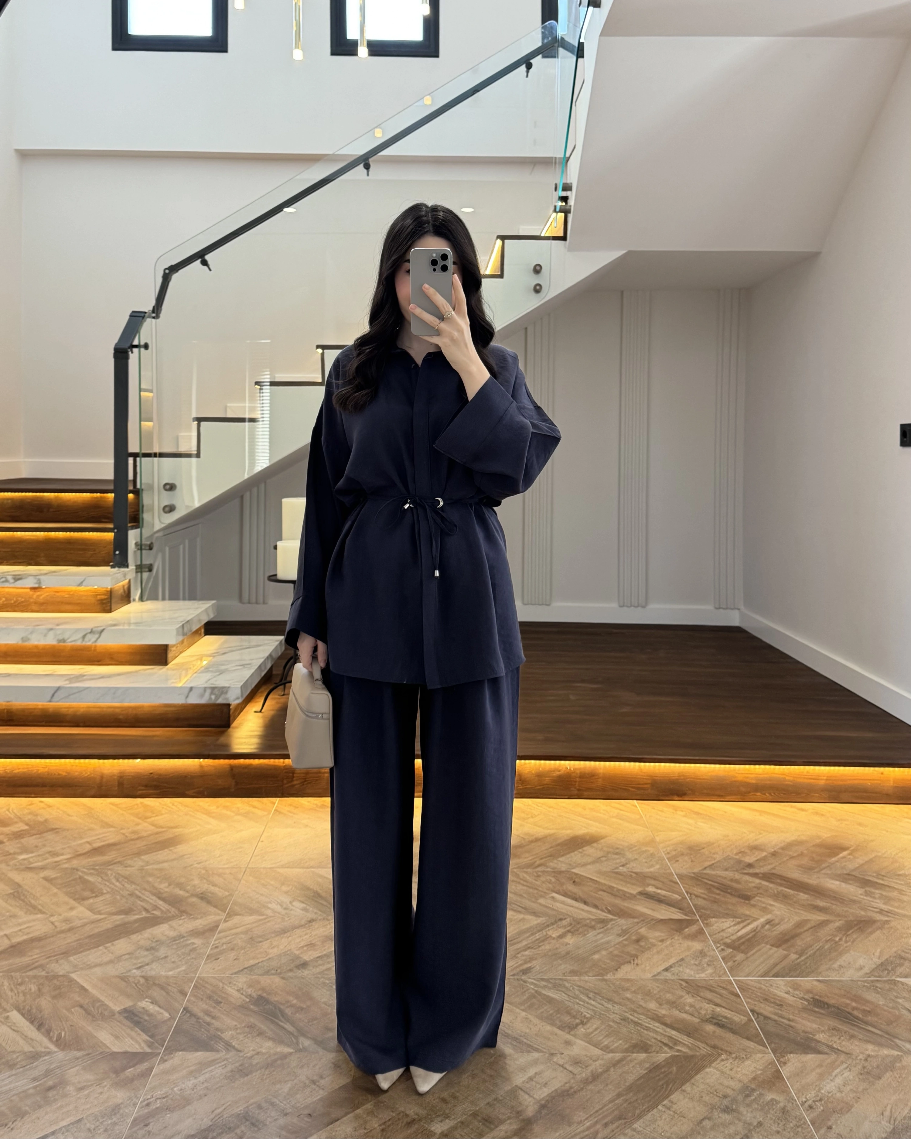 LACİVERT TENSEL GÖMLEK PANTOLON TAKIM -51281