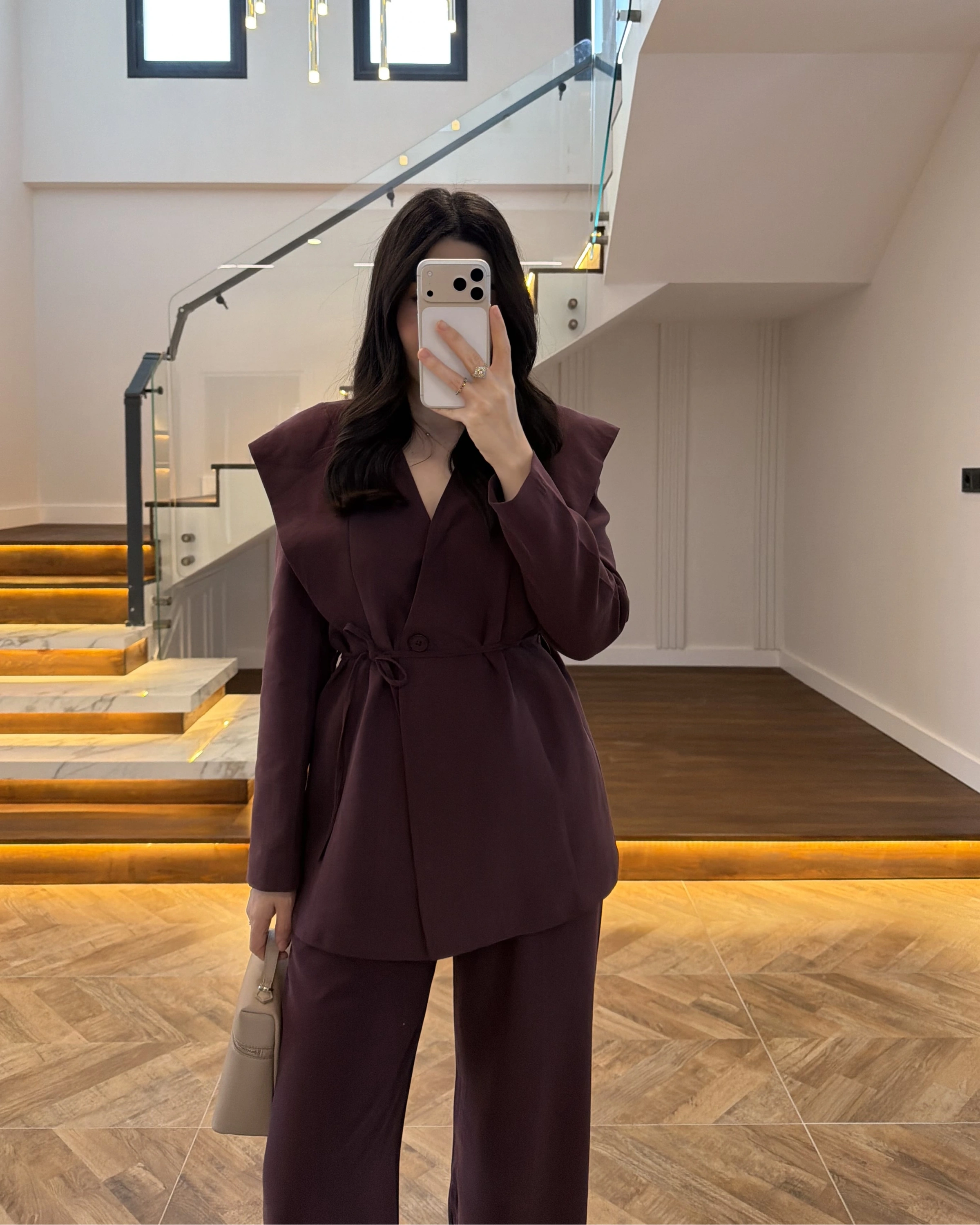 MÜRDÜM FLAP OMUZ DETAYLI CEKET TAKIM- 9035