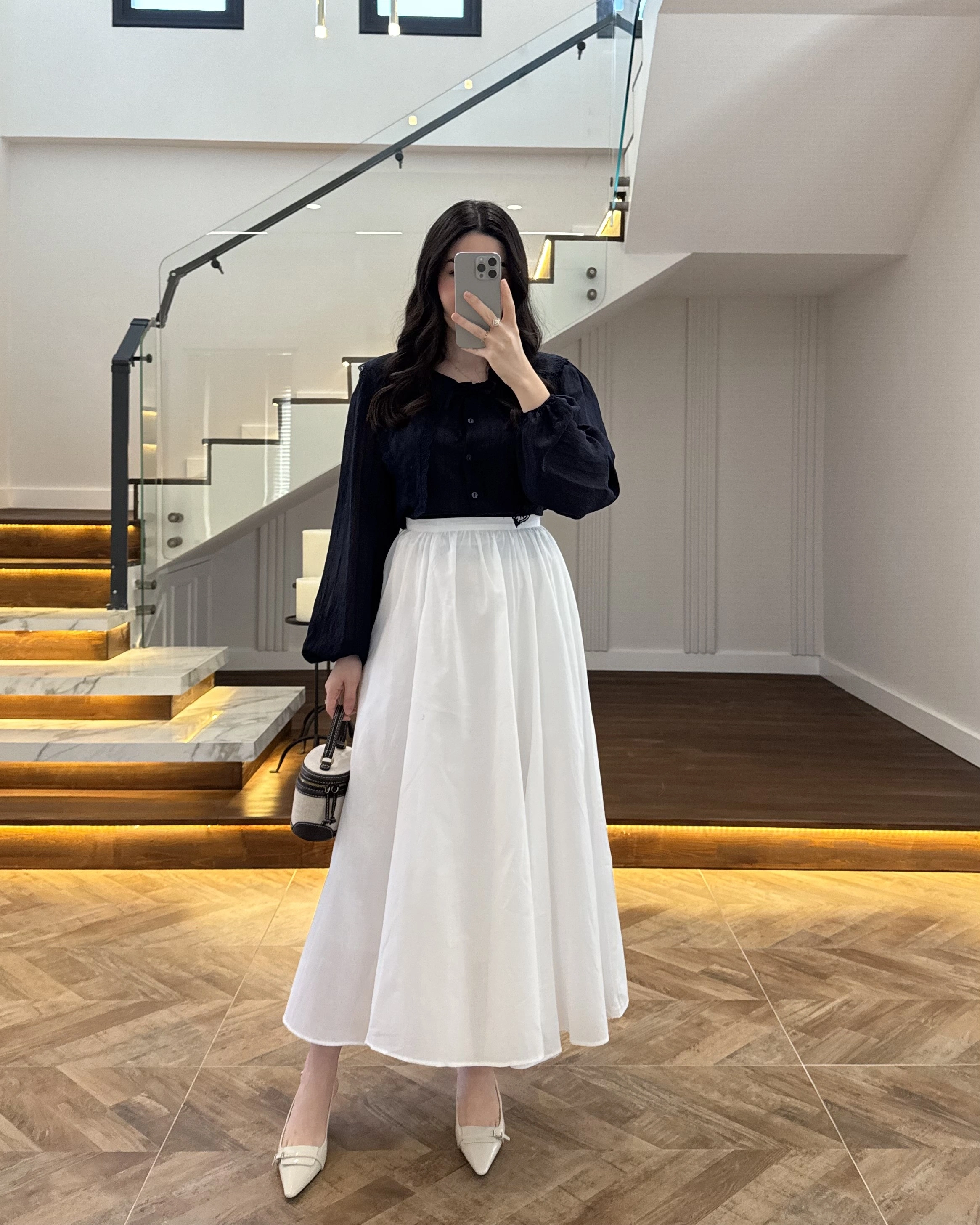 LACİVERT DANTEL YAKA GÖMLEK -2223