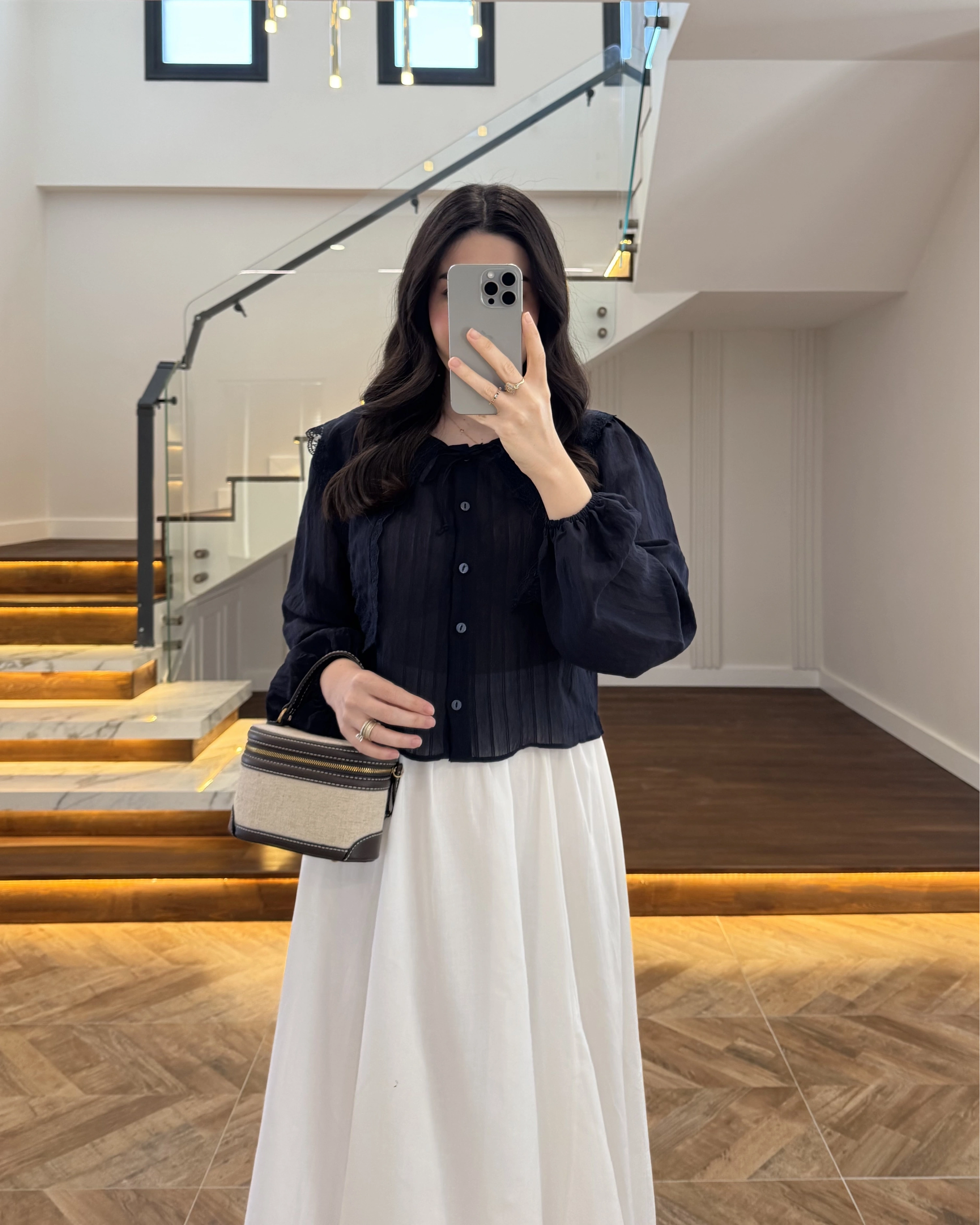 LACİVERT DANTEL YAKA GÖMLEK -2223