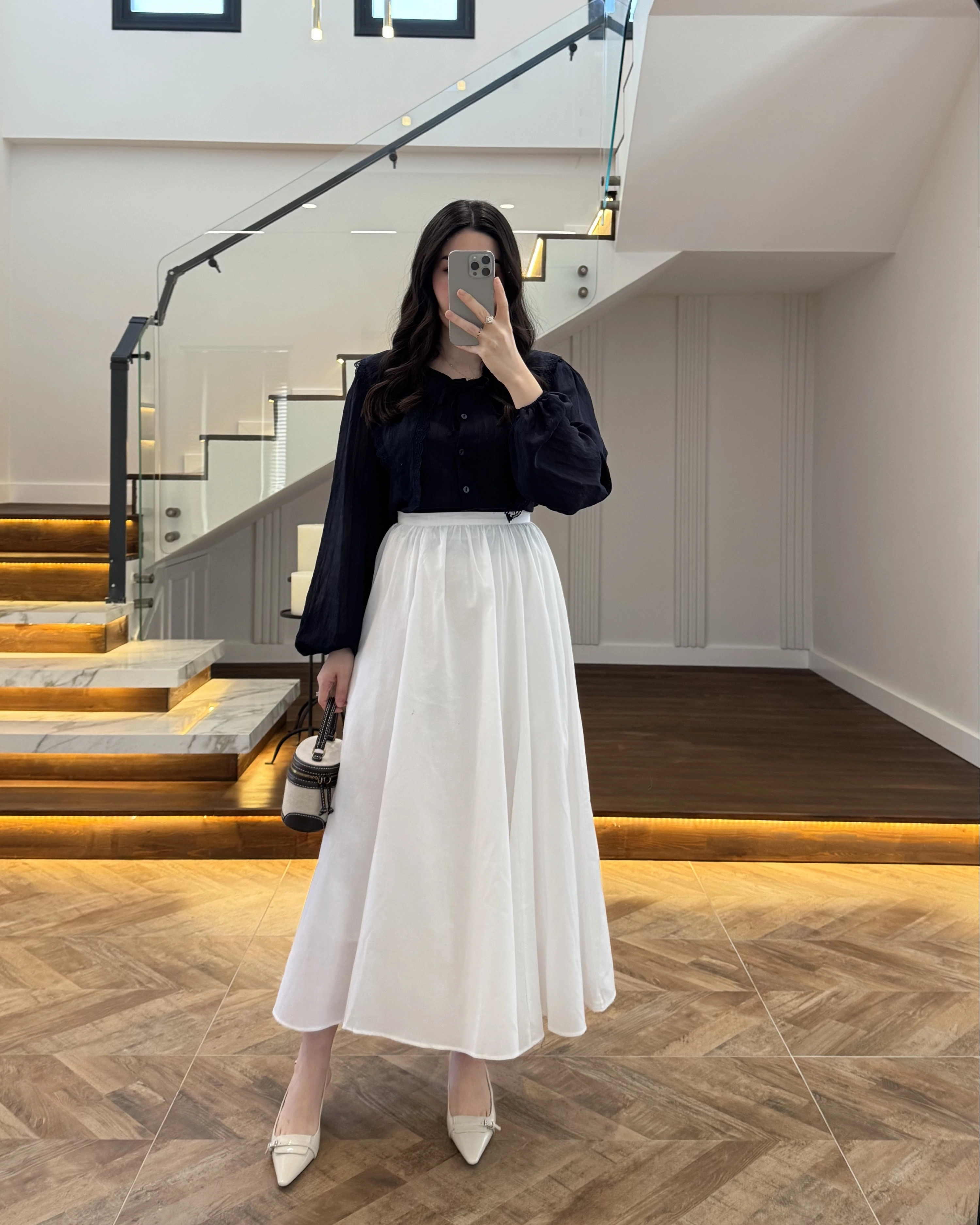 LACİVERT DANTEL YAKA GÖMLEK -2223