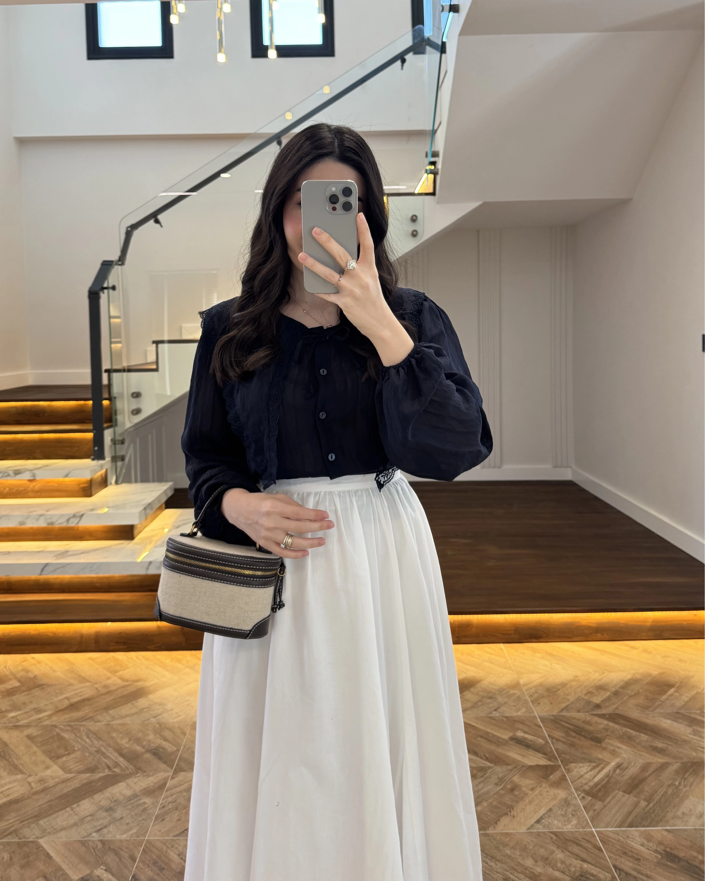 LACİVERT DANTEL YAKA GÖMLEK -2223