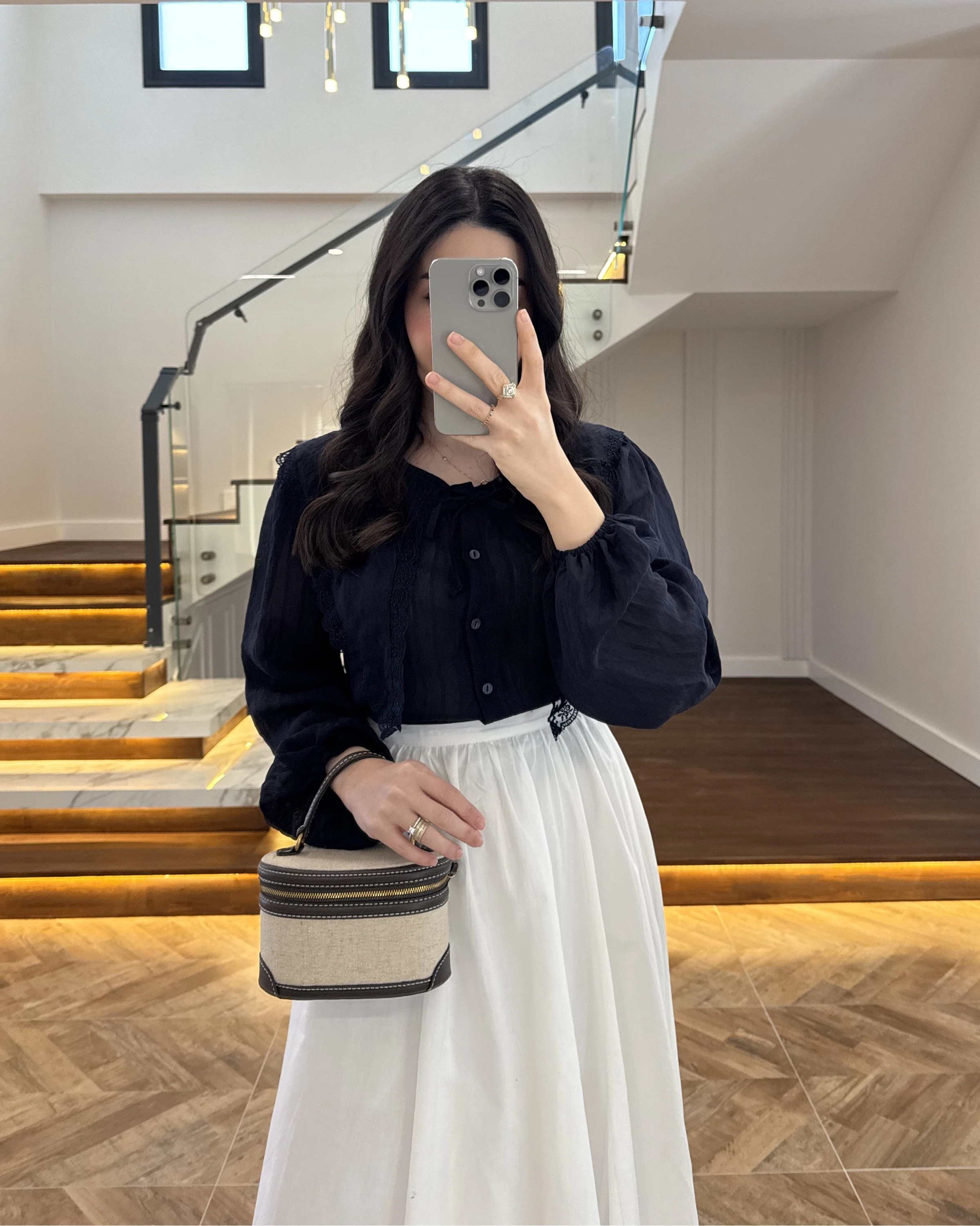 LACİVERT DANTEL YAKA GÖMLEK -2223