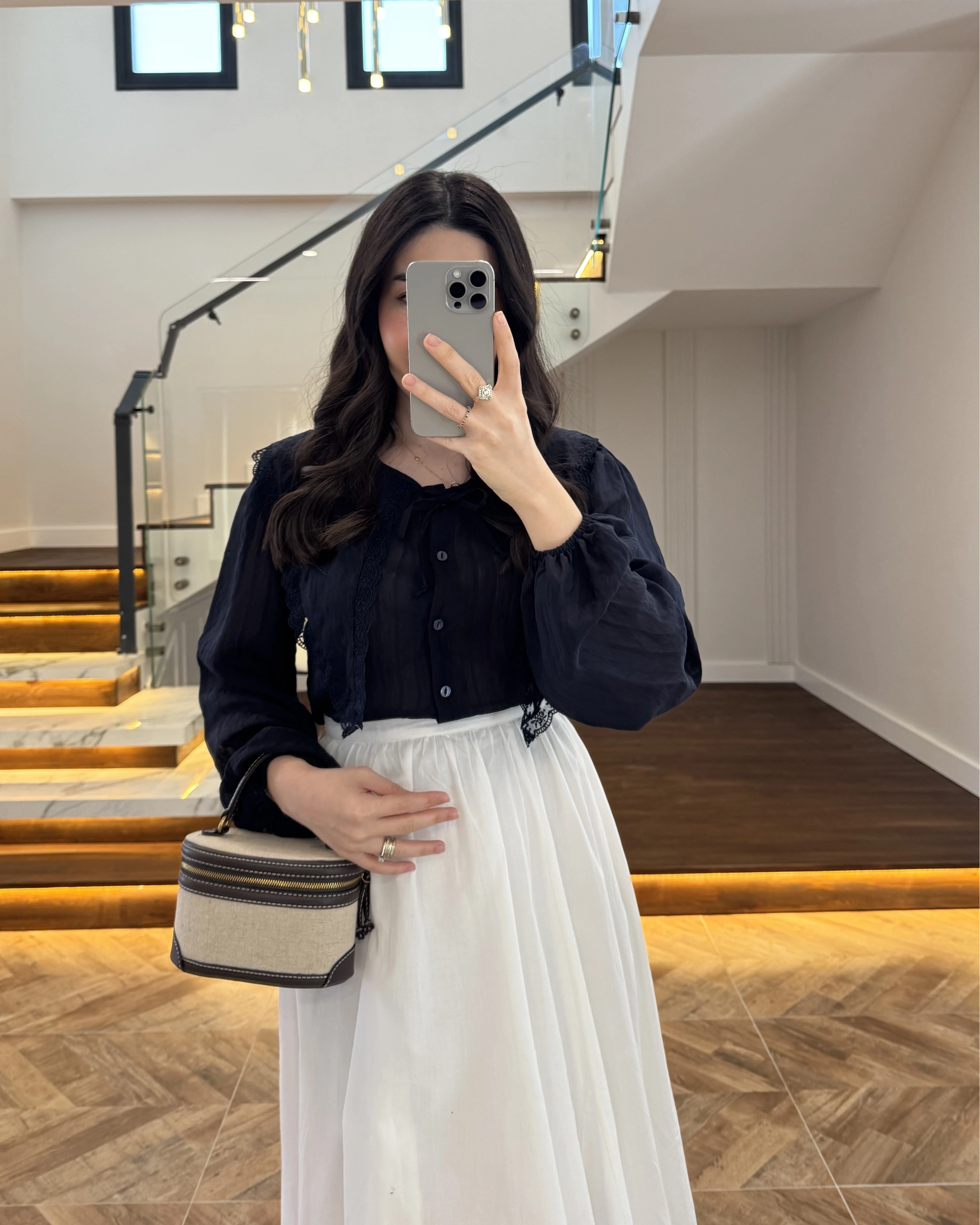 LACİVERT DANTEL YAKA GÖMLEK -2223