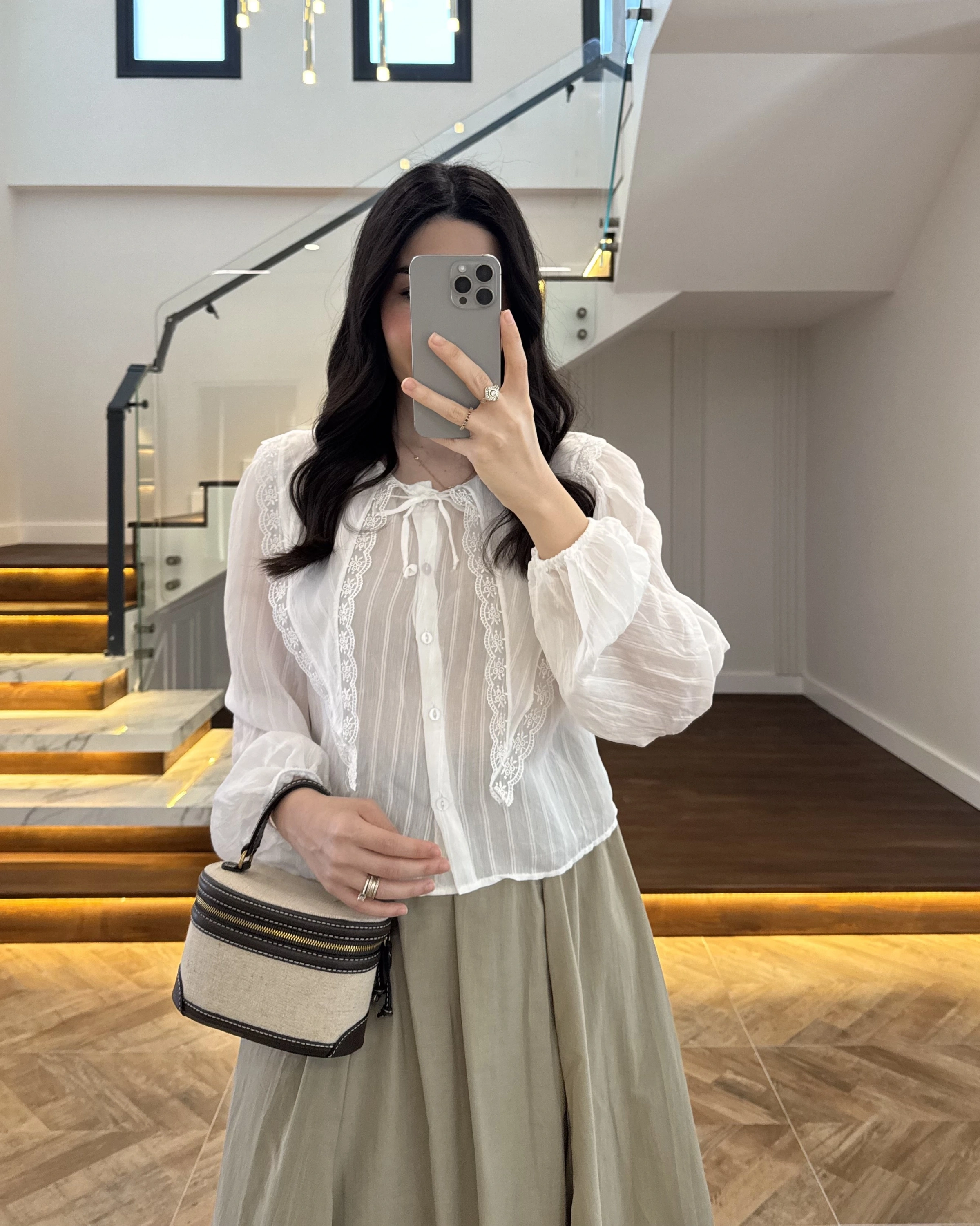 BEYAZ DANTEL YAKA GÖMLEK -2223