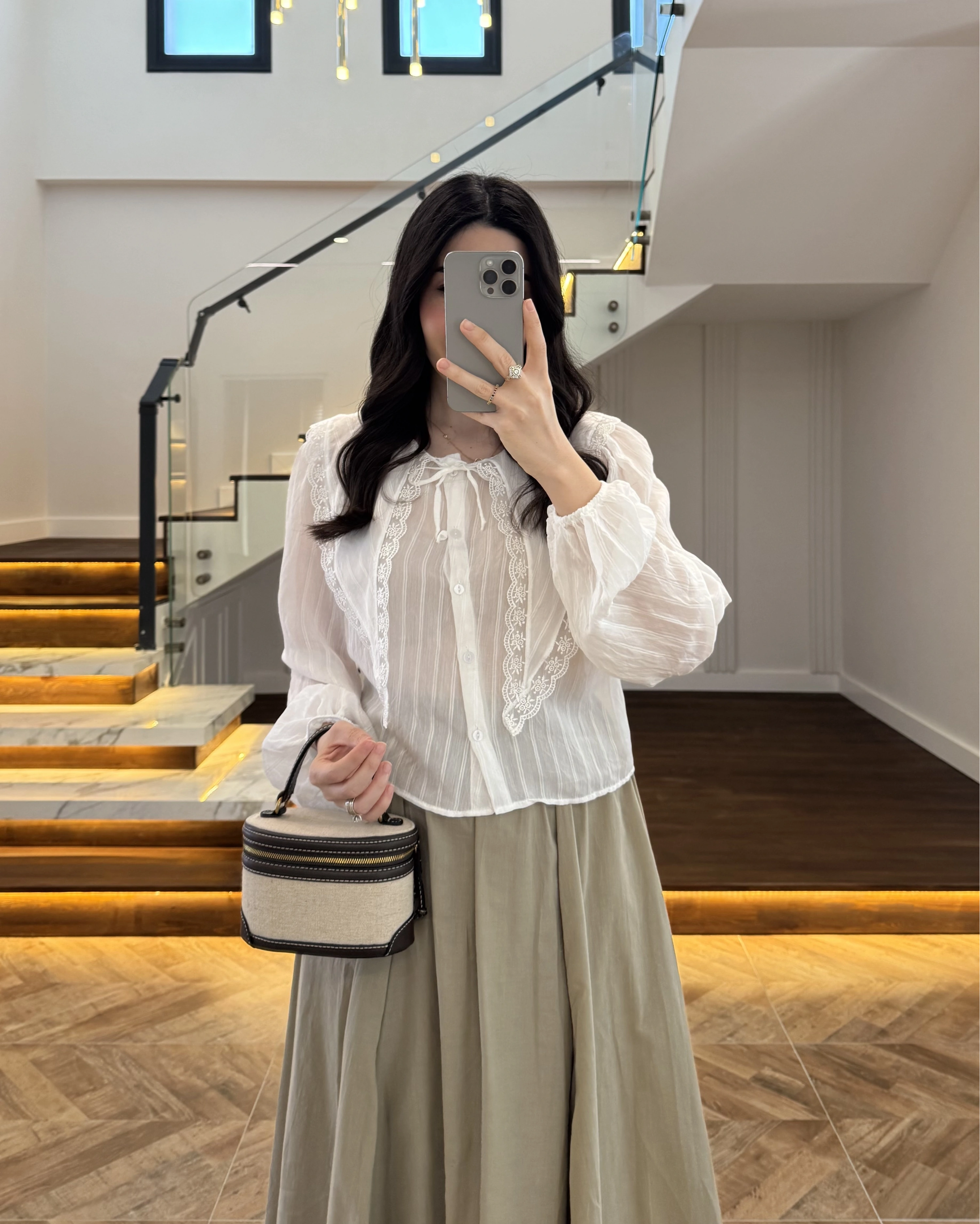 BEYAZ DANTEL YAKA GÖMLEK -2223