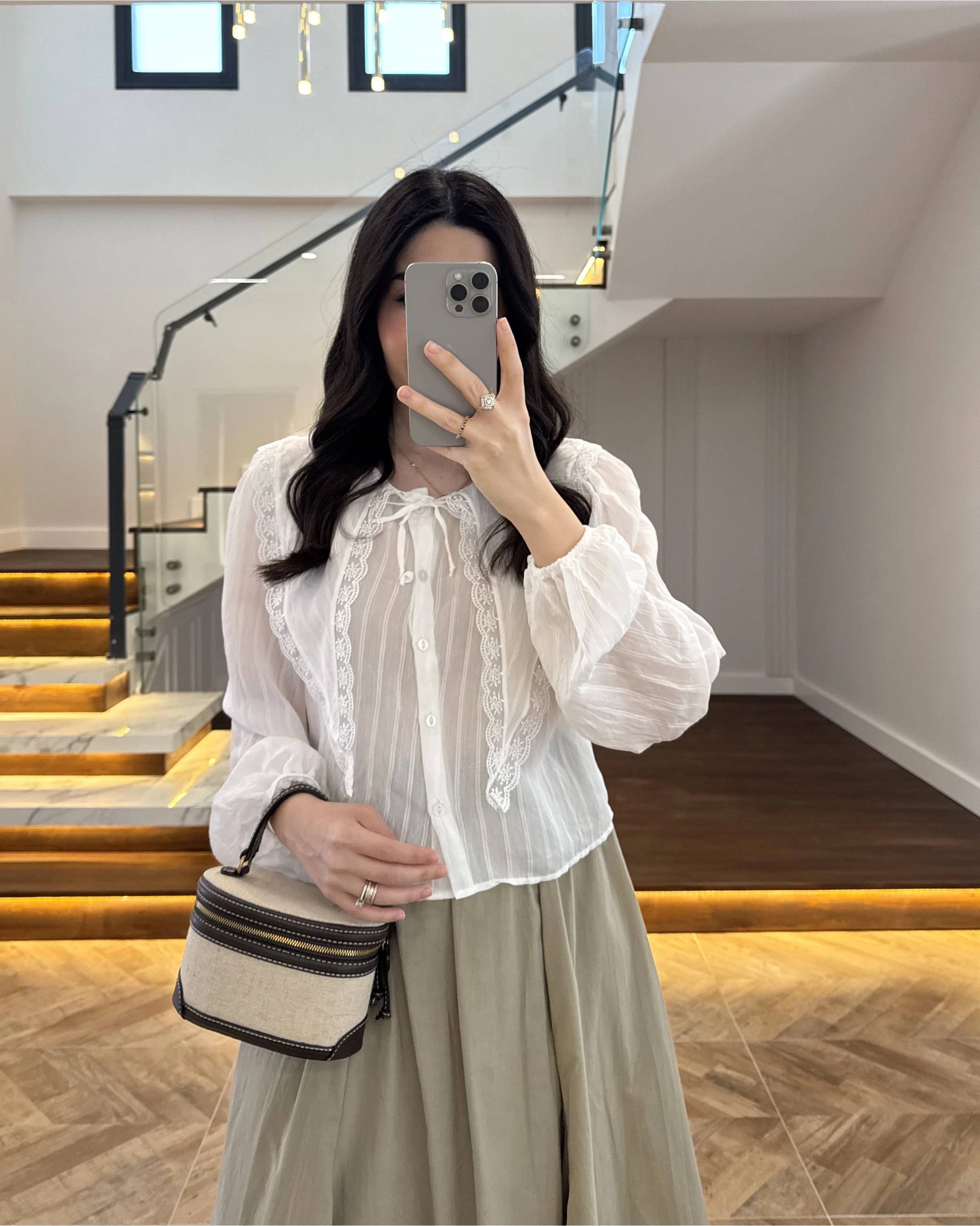 BEYAZ DANTEL YAKA GÖMLEK -2223