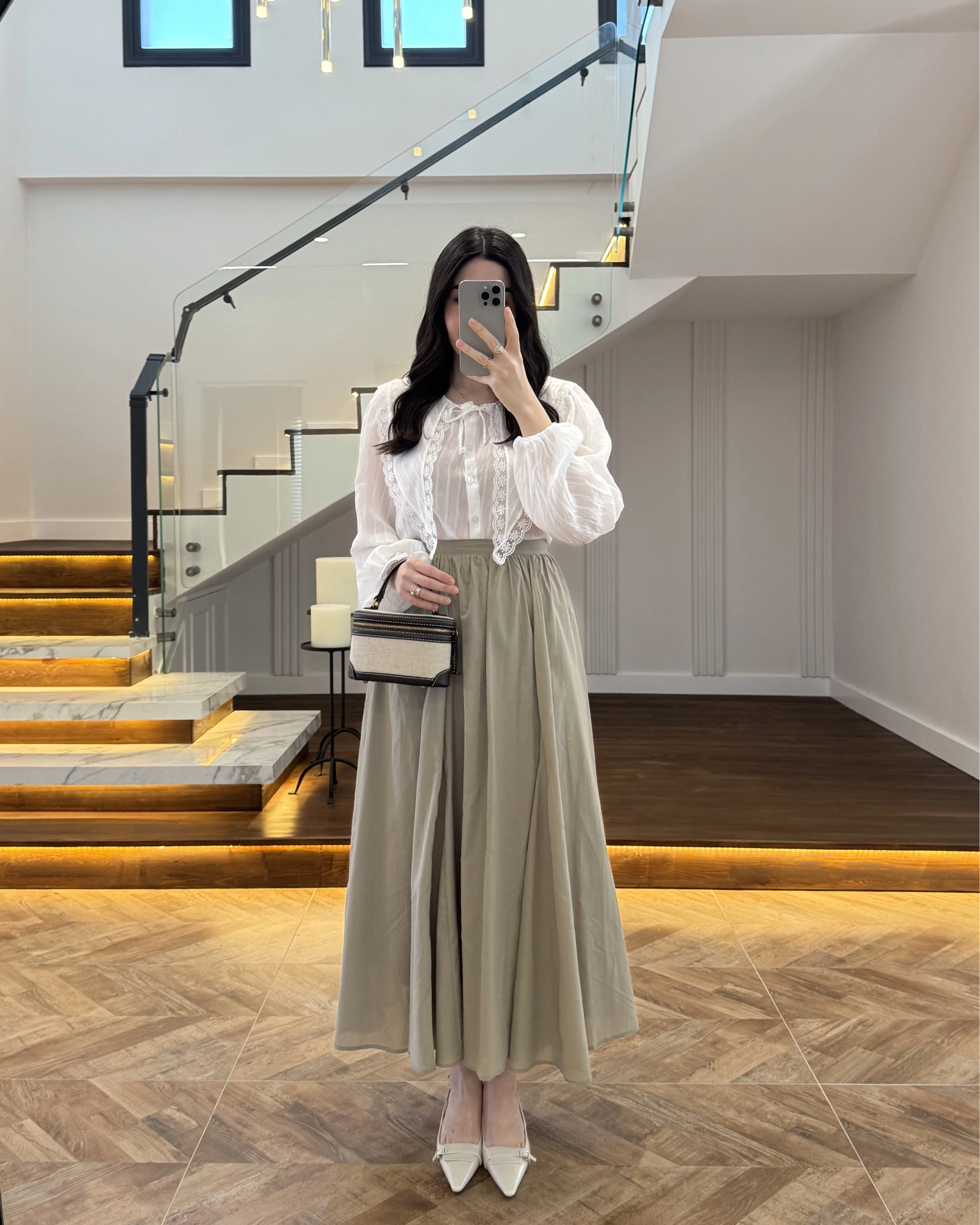 BEYAZ DANTEL YAKA GÖMLEK -2223