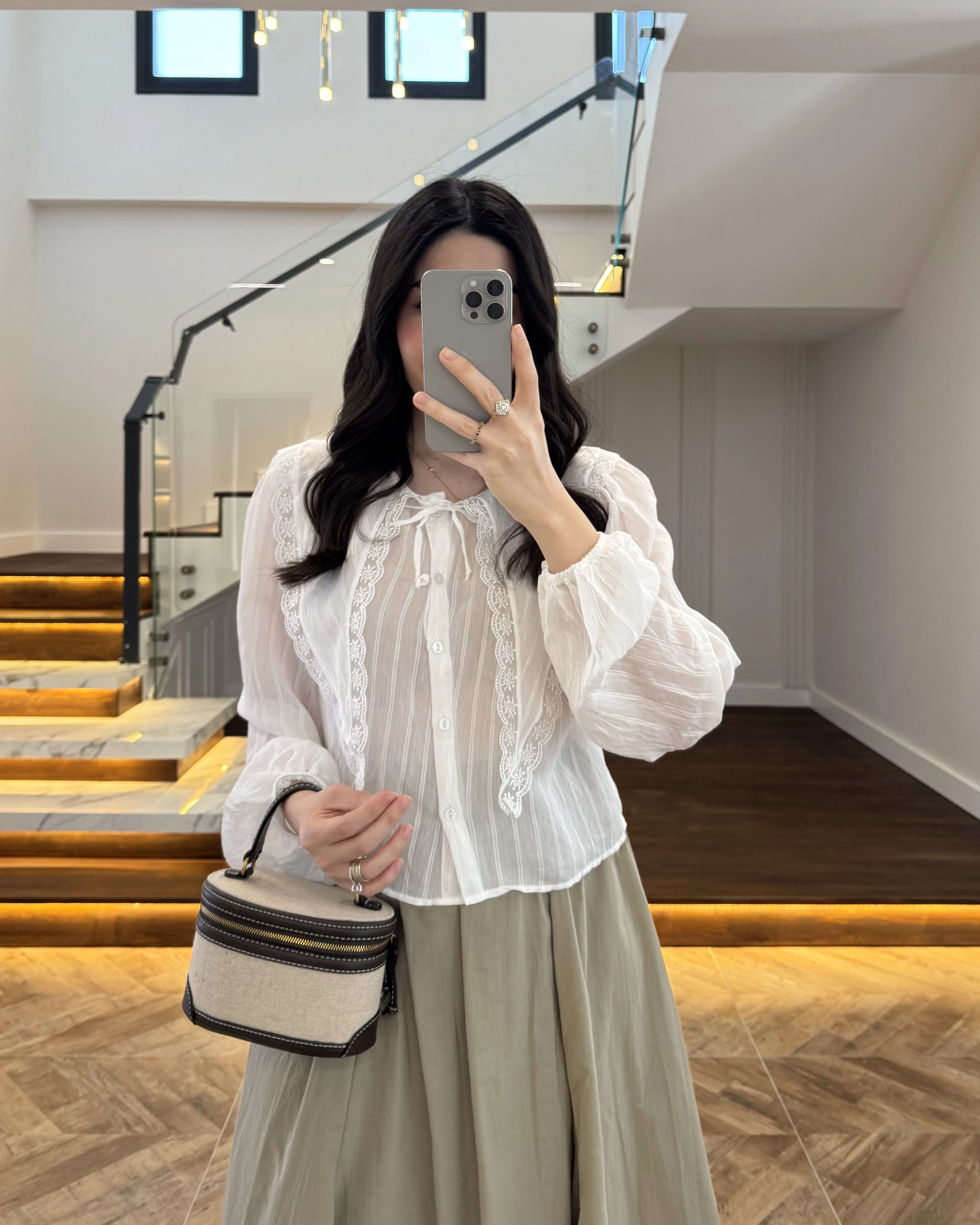 BEYAZ DANTEL YAKA GÖMLEK -2223