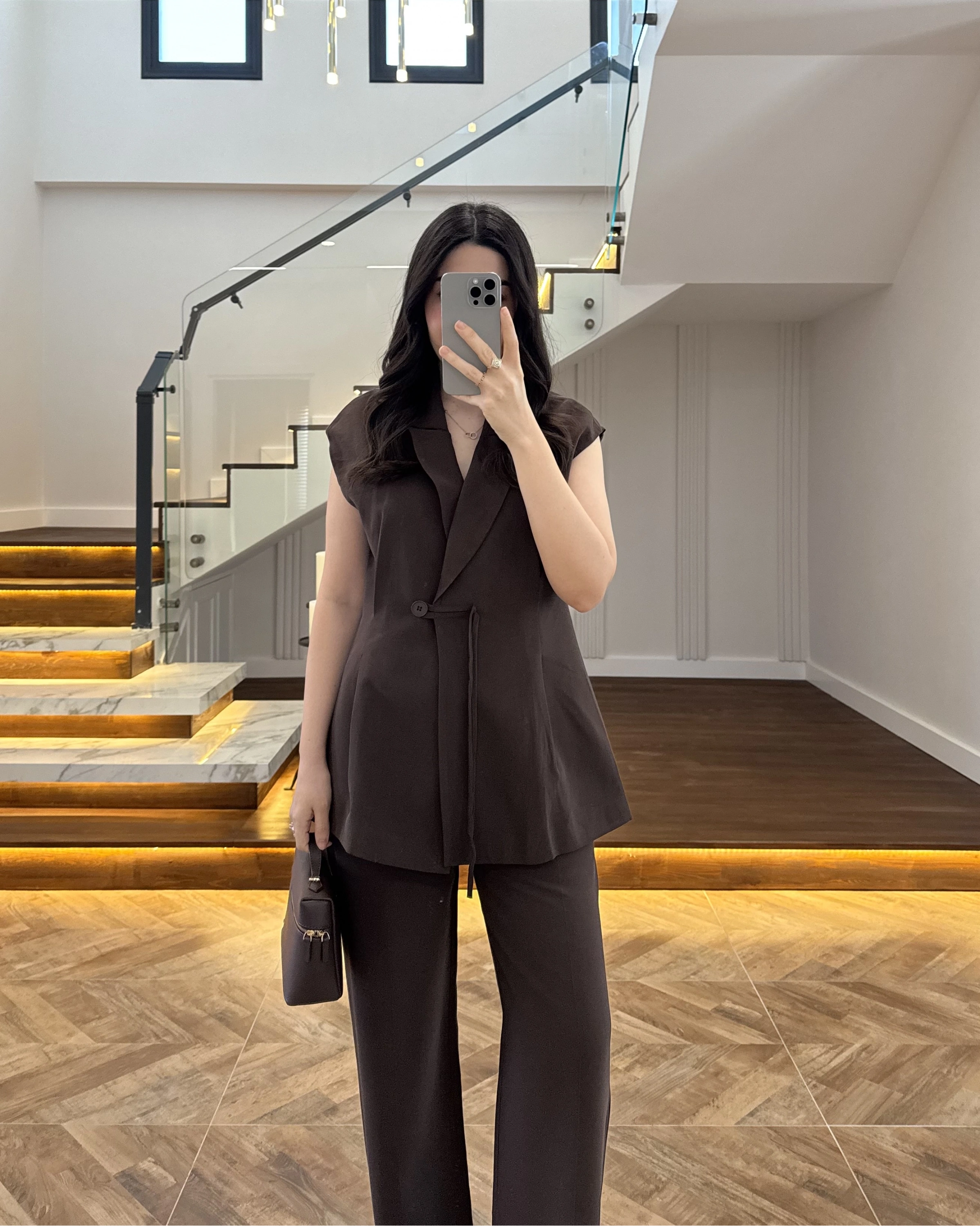 KAHVE PREMİUM YELEK TAKIM -8995