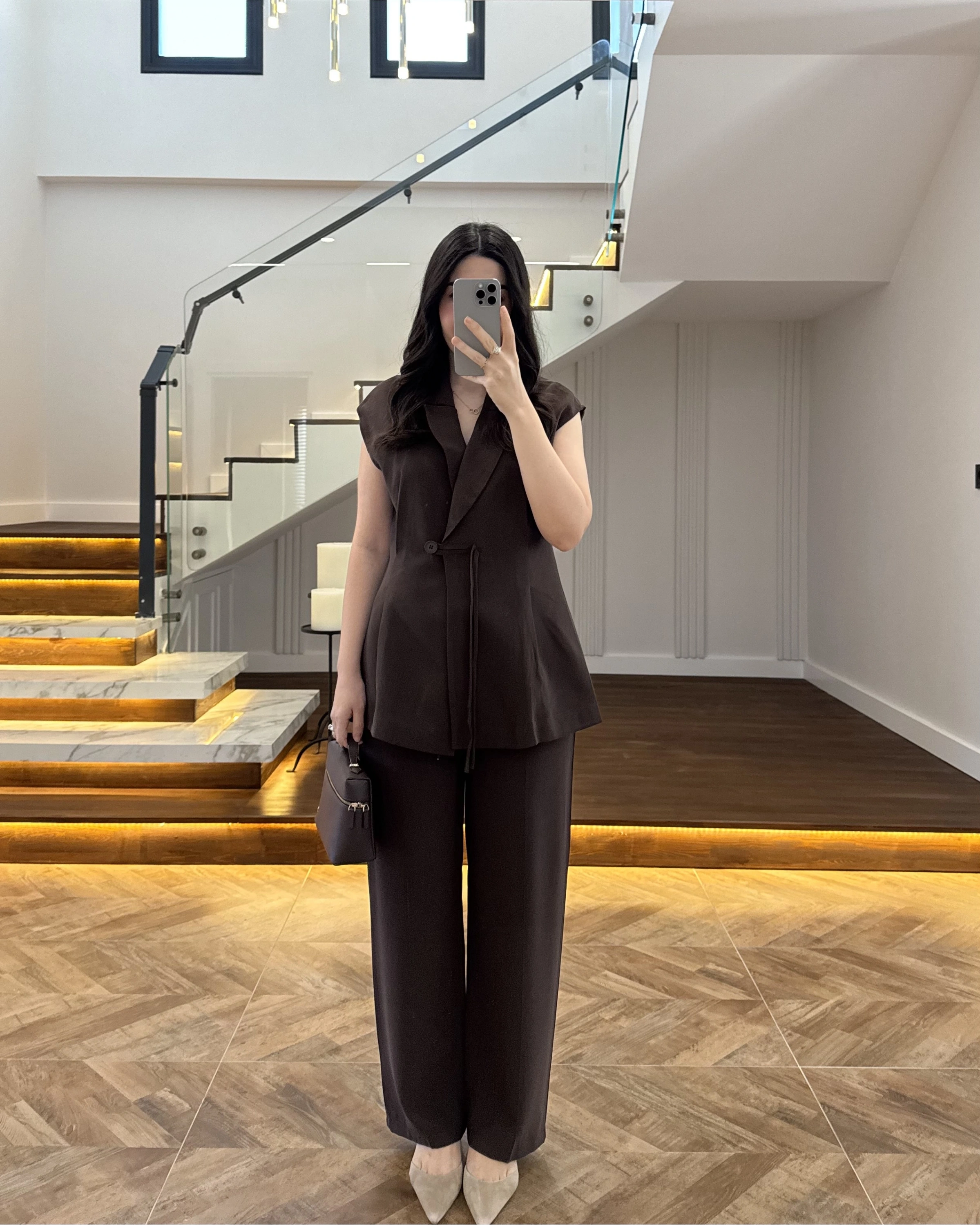 KAHVE PREMİUM YELEK TAKIM -8995