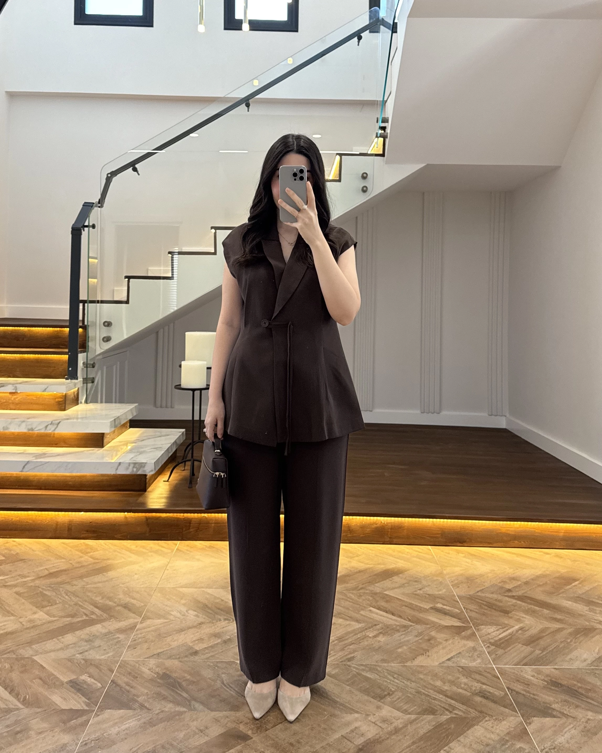 KAHVE PREMİUM YELEK TAKIM -8995