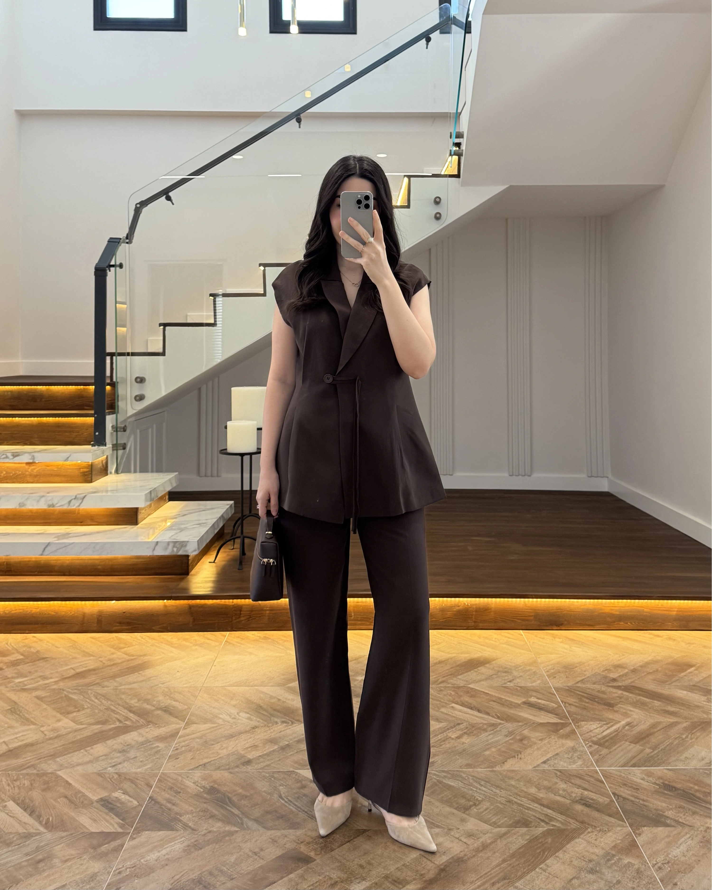 KAHVE PREMİUM YELEK TAKIM -8995