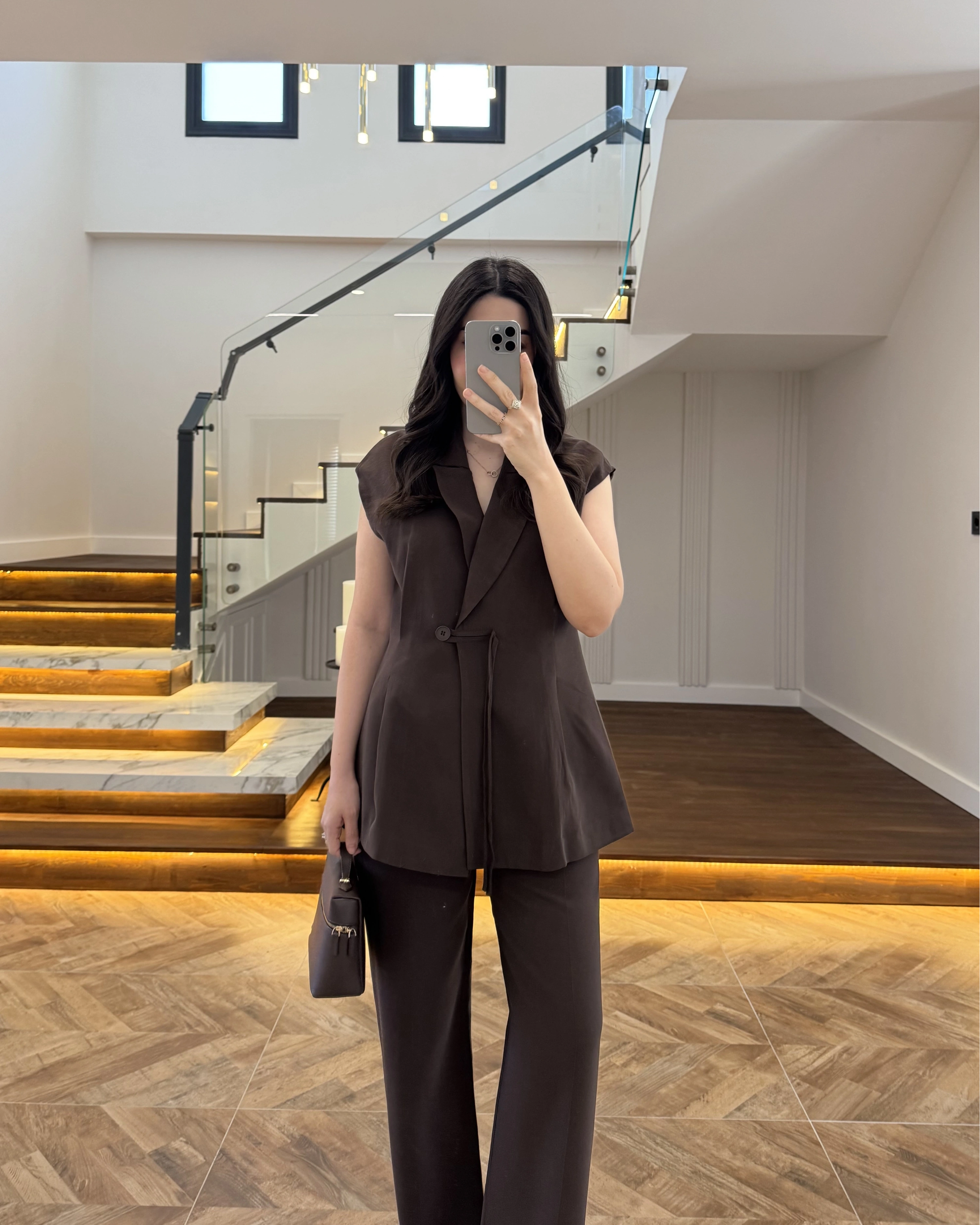 KAHVE PREMİUM YELEK TAKIM -8995