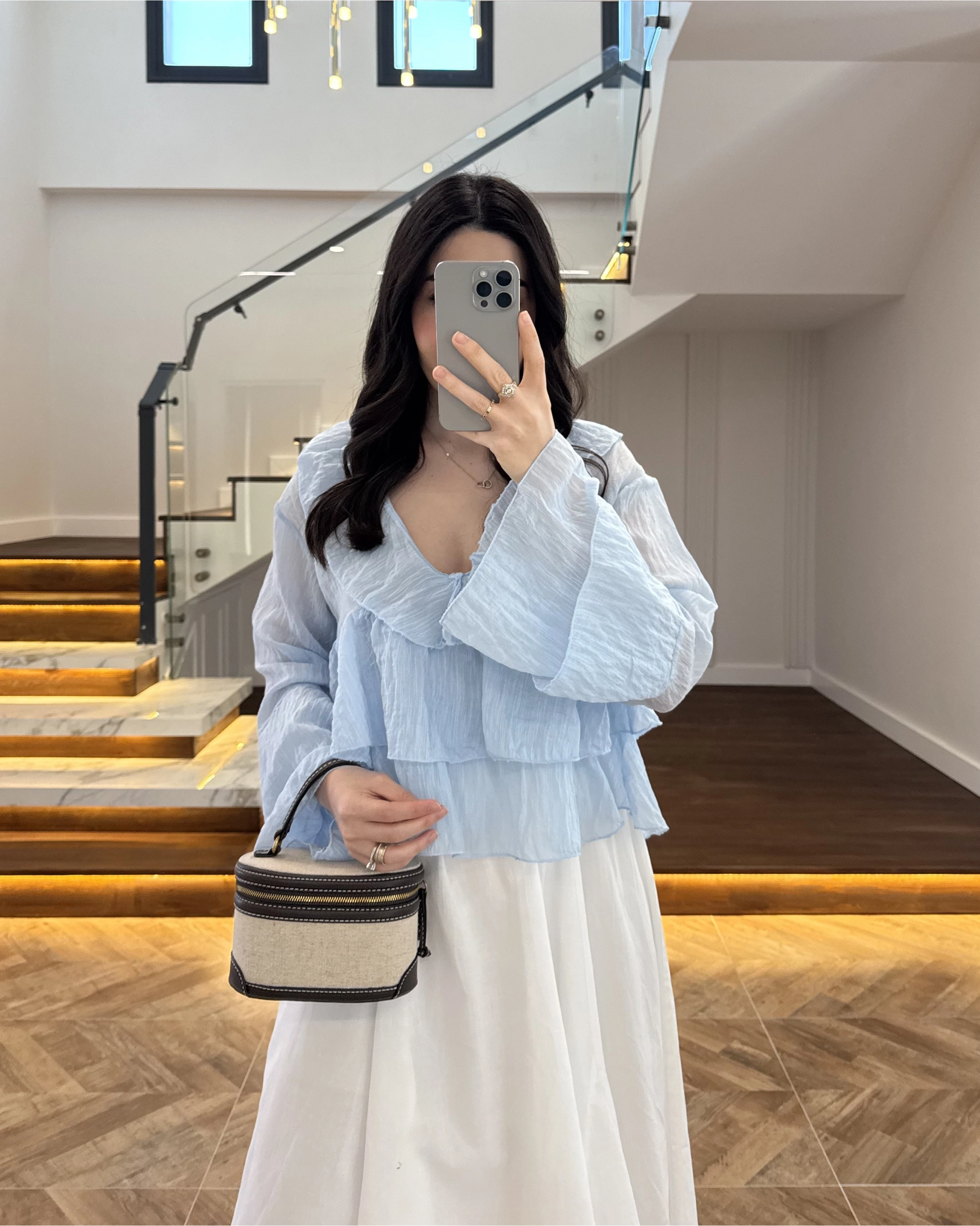 MAVİ KAT KAT DETAY BLUZ-1060