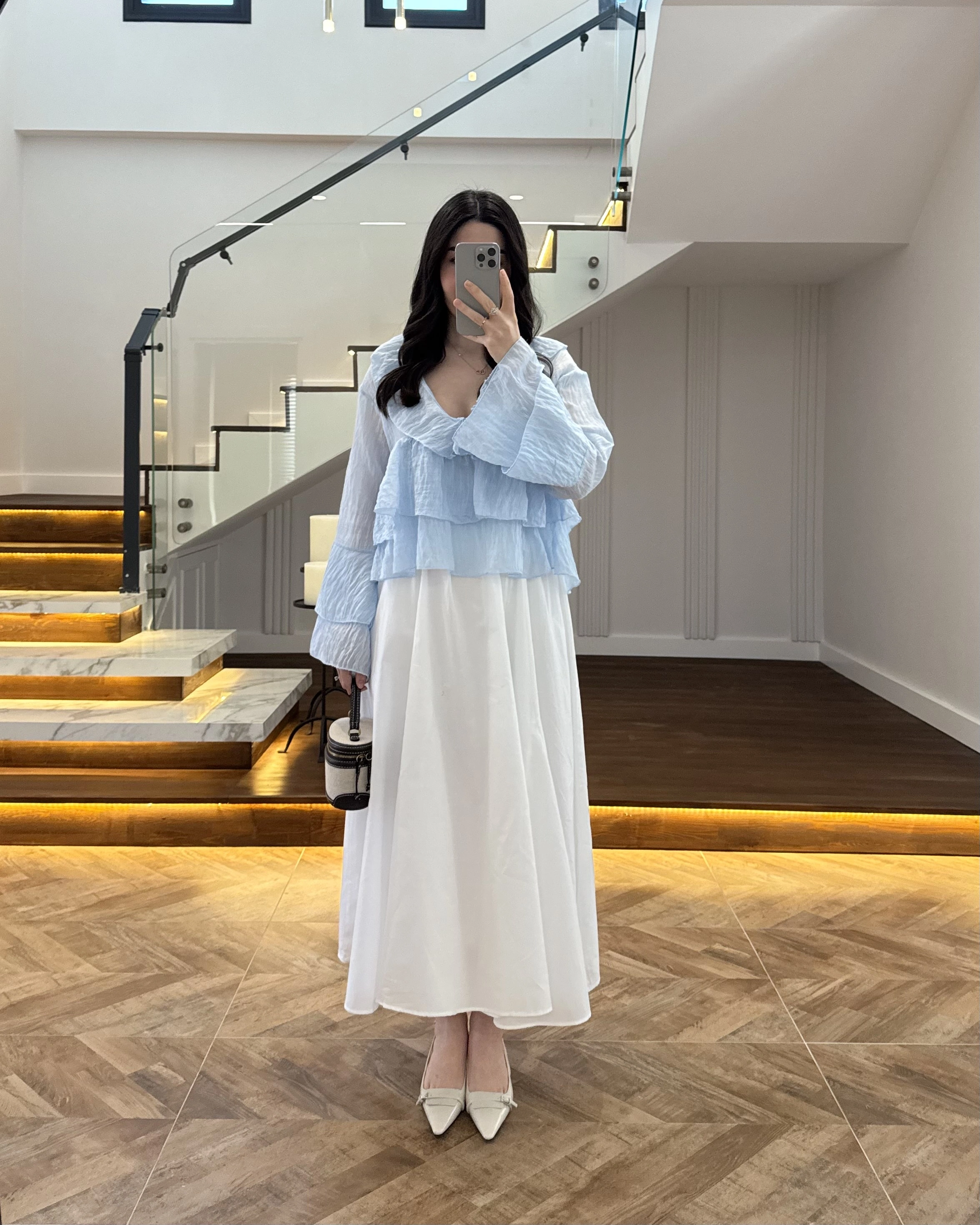 MAVİ KAT KAT DETAY BLUZ-1060