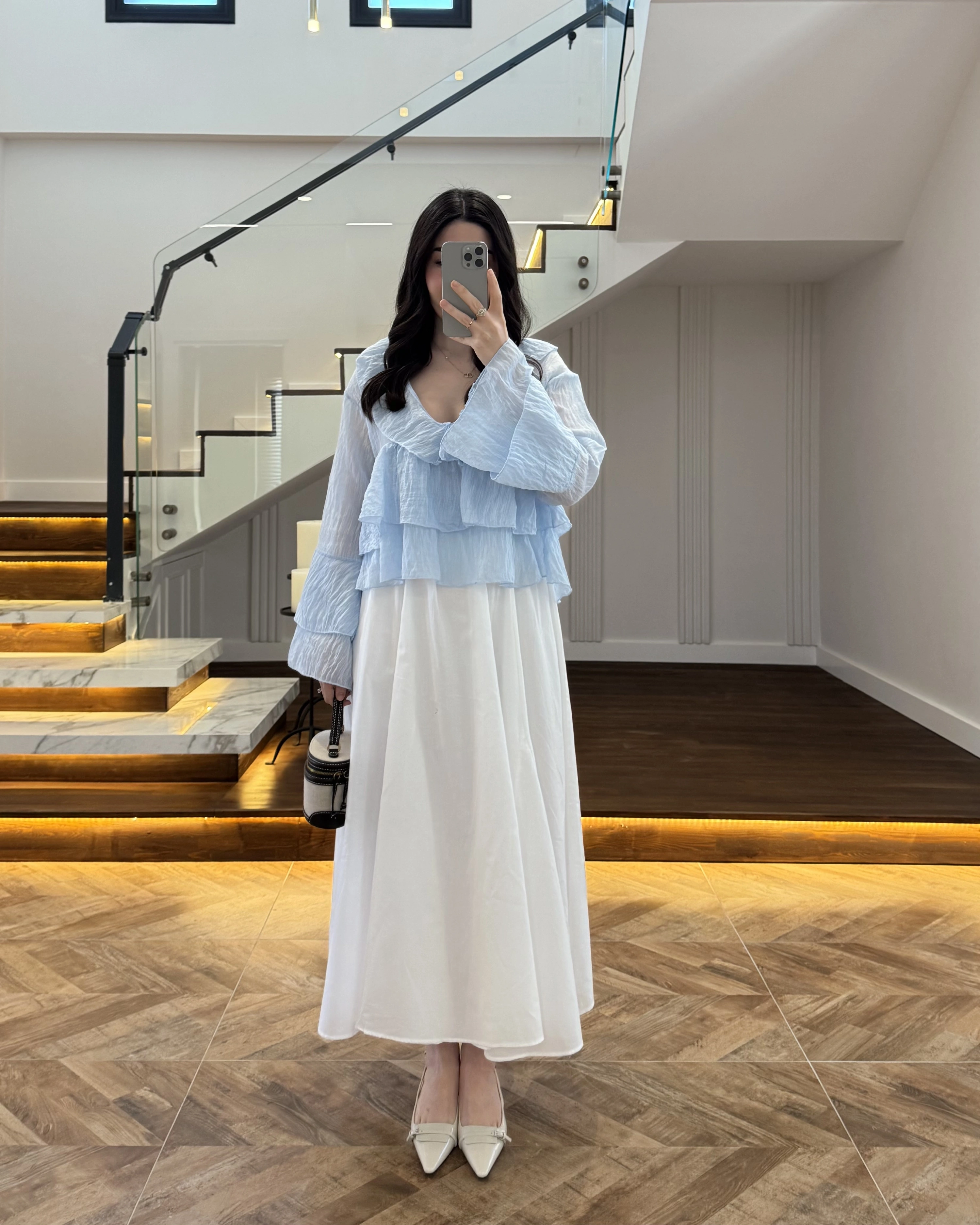 MAVİ KAT KAT DETAY BLUZ-1060