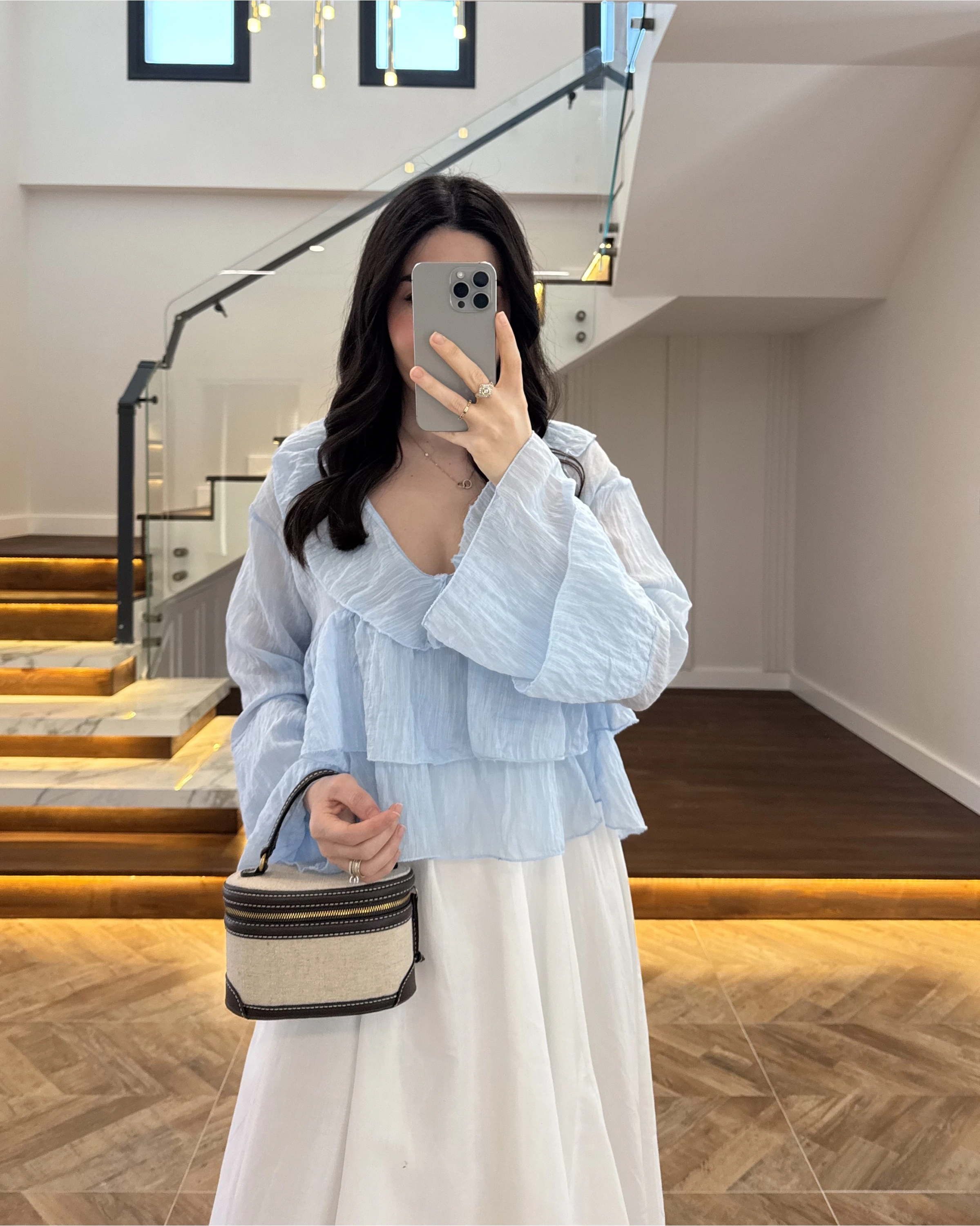 MAVİ KAT KAT DETAY BLUZ-1060