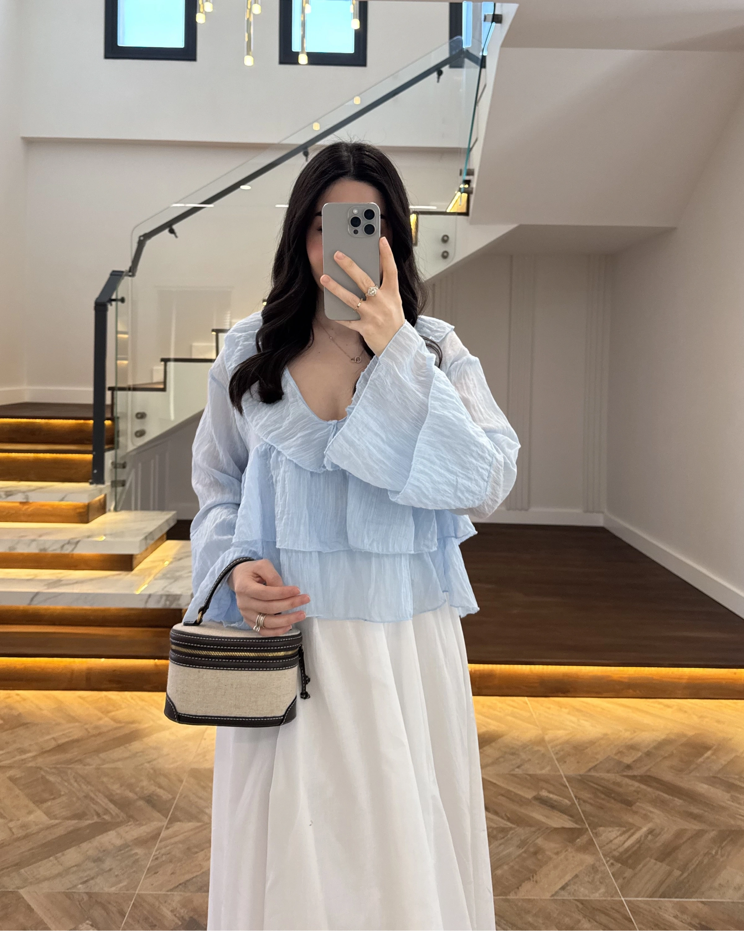 MAVİ KAT KAT DETAY BLUZ-1060