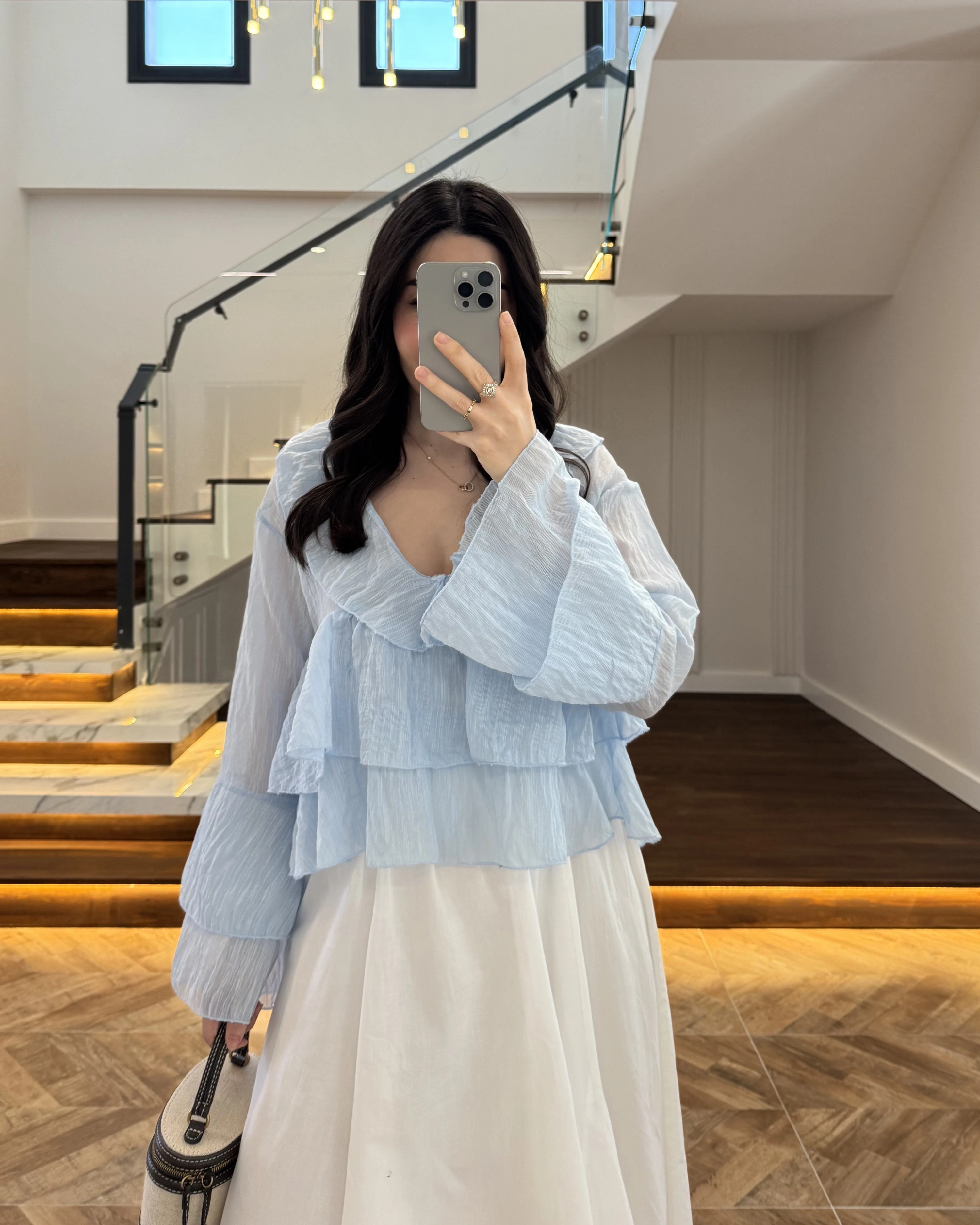 MAVİ KAT KAT DETAY BLUZ-1060