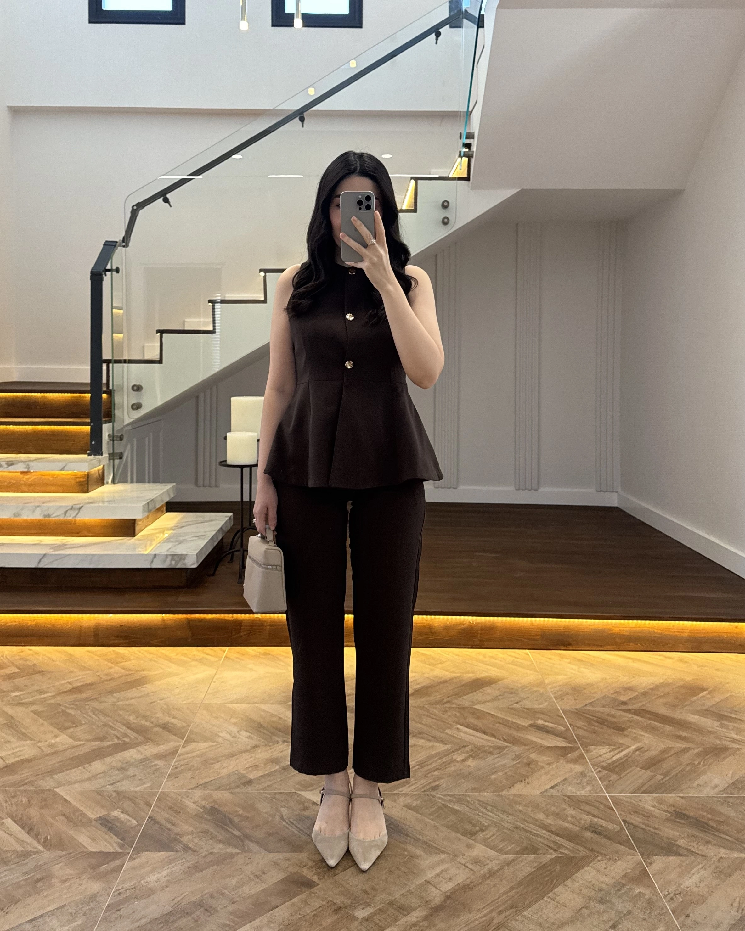 KAHVE VOLANLI YELEKLİ TAKIM-8906