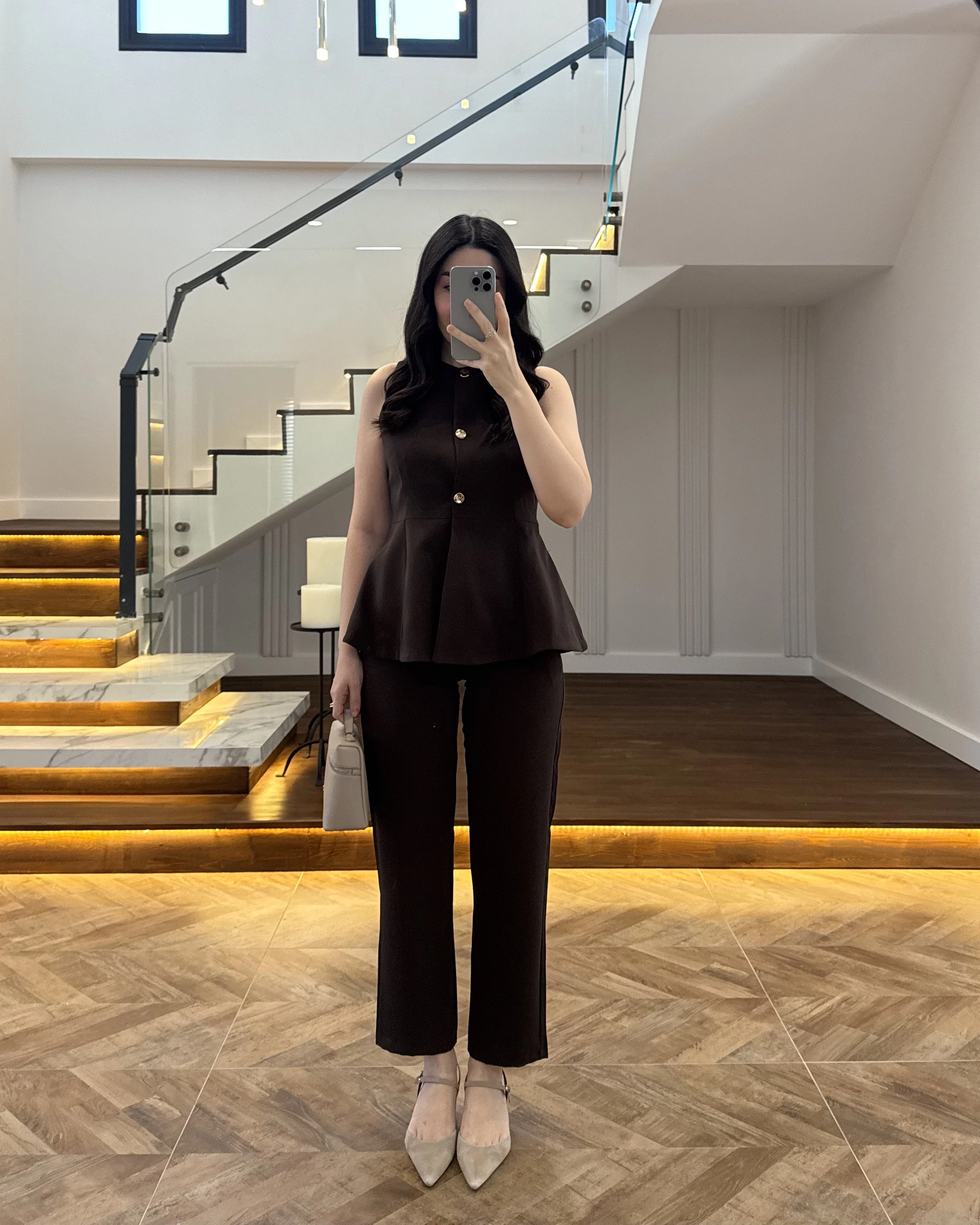 KAHVE VOLANLI YELEKLİ TAKIM-8906