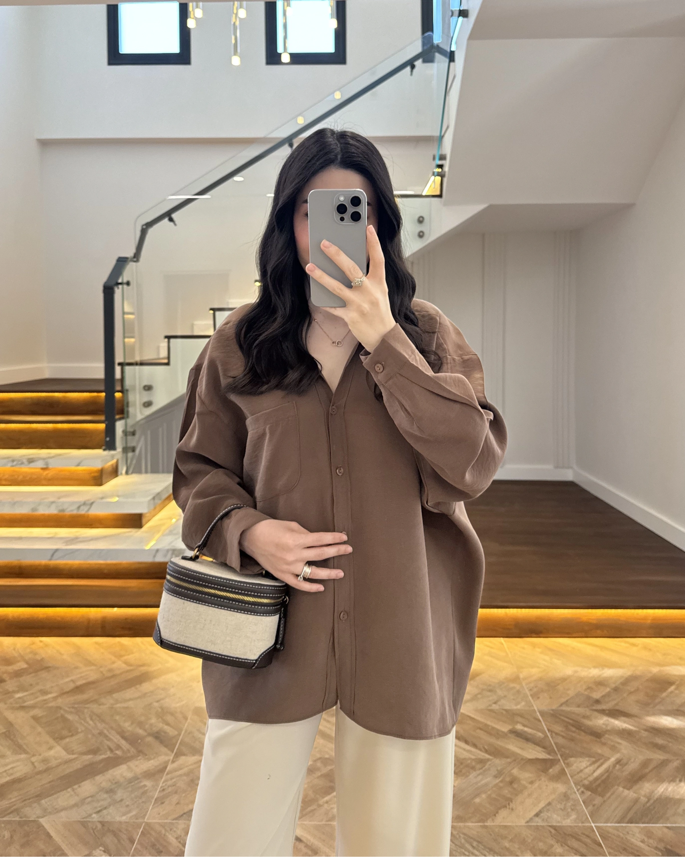 MOCHA DÜŞÜK OMUZLU MODAL GÖMLEK -5050