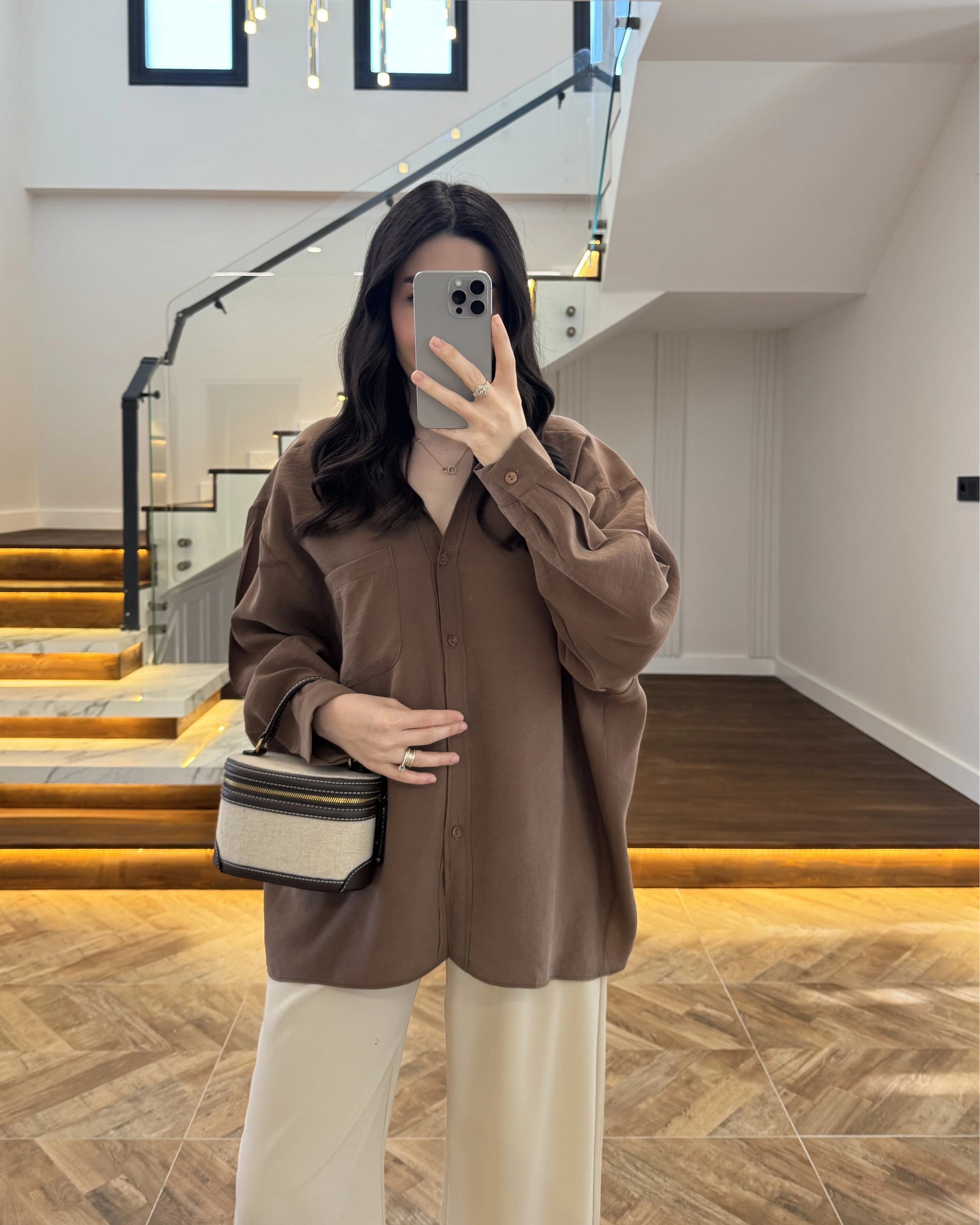 MOCHA DÜŞÜK OMUZLU MODAL GÖMLEK -5050