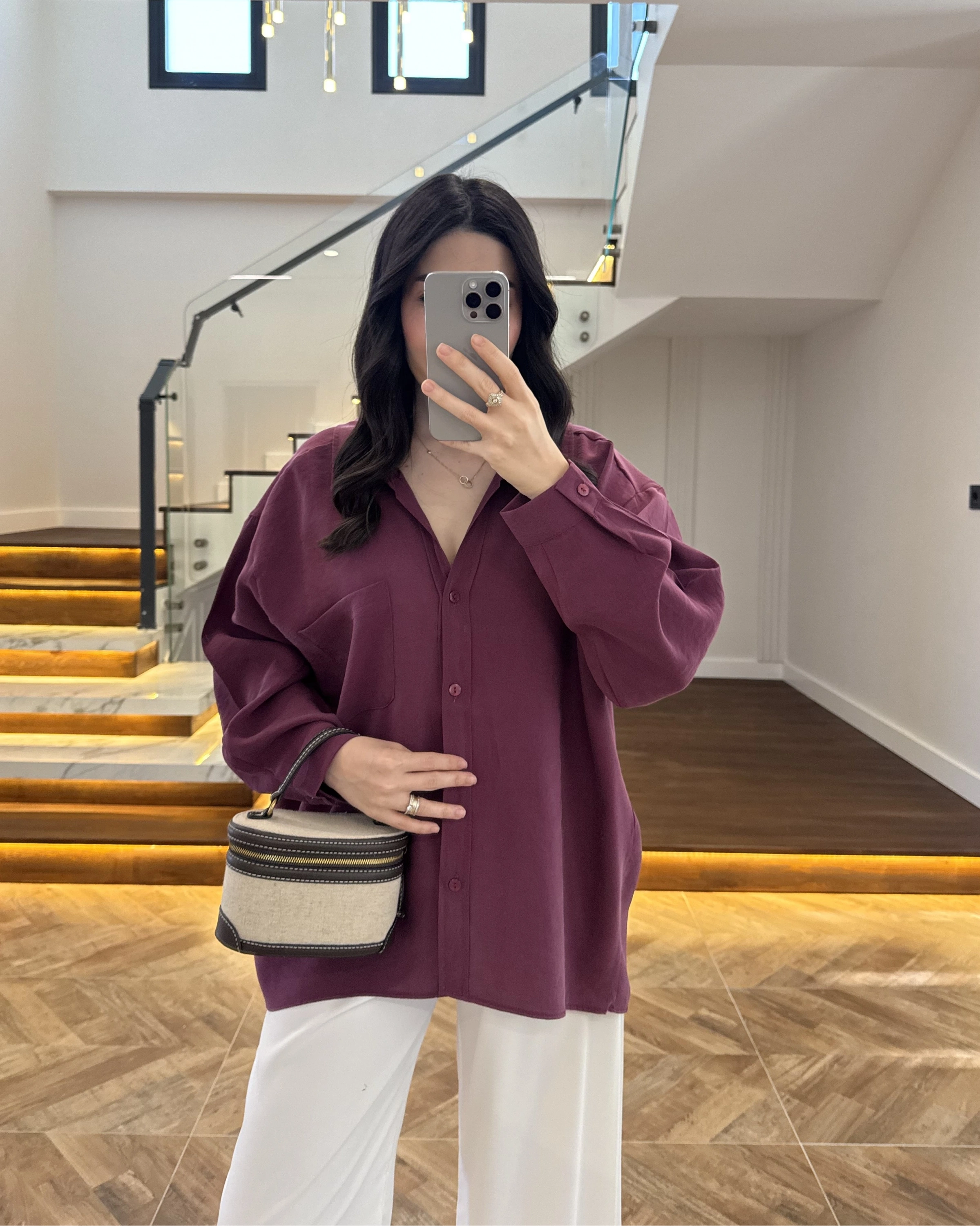 MÜRDÜM DÜŞÜK OMUZLU MODAL GÖMLEK -5050