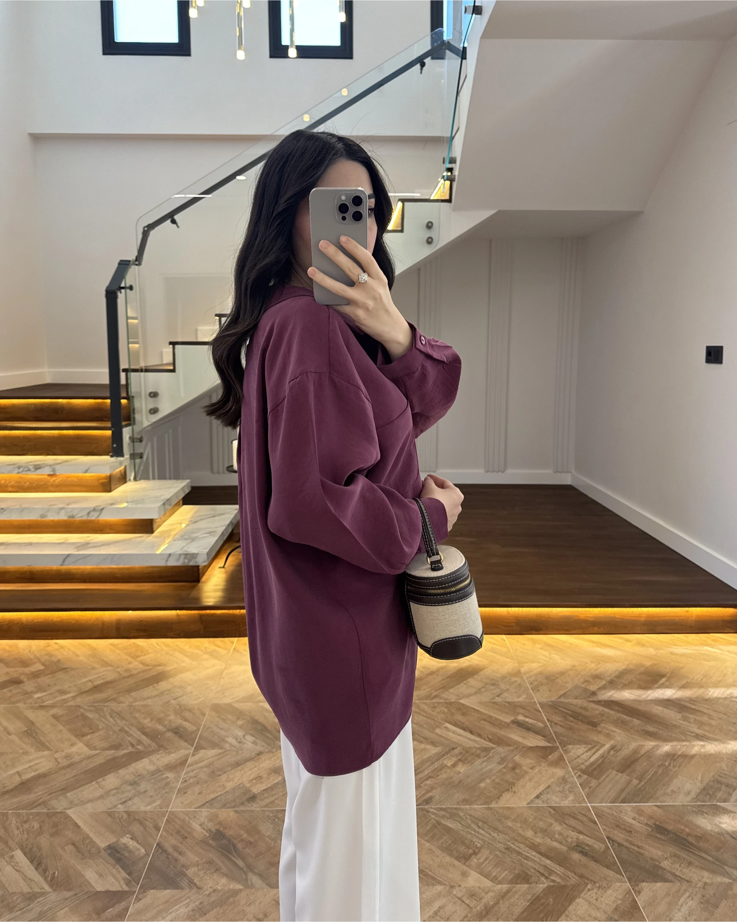 MÜRDÜM DÜŞÜK OMUZLU MODAL GÖMLEK -5050