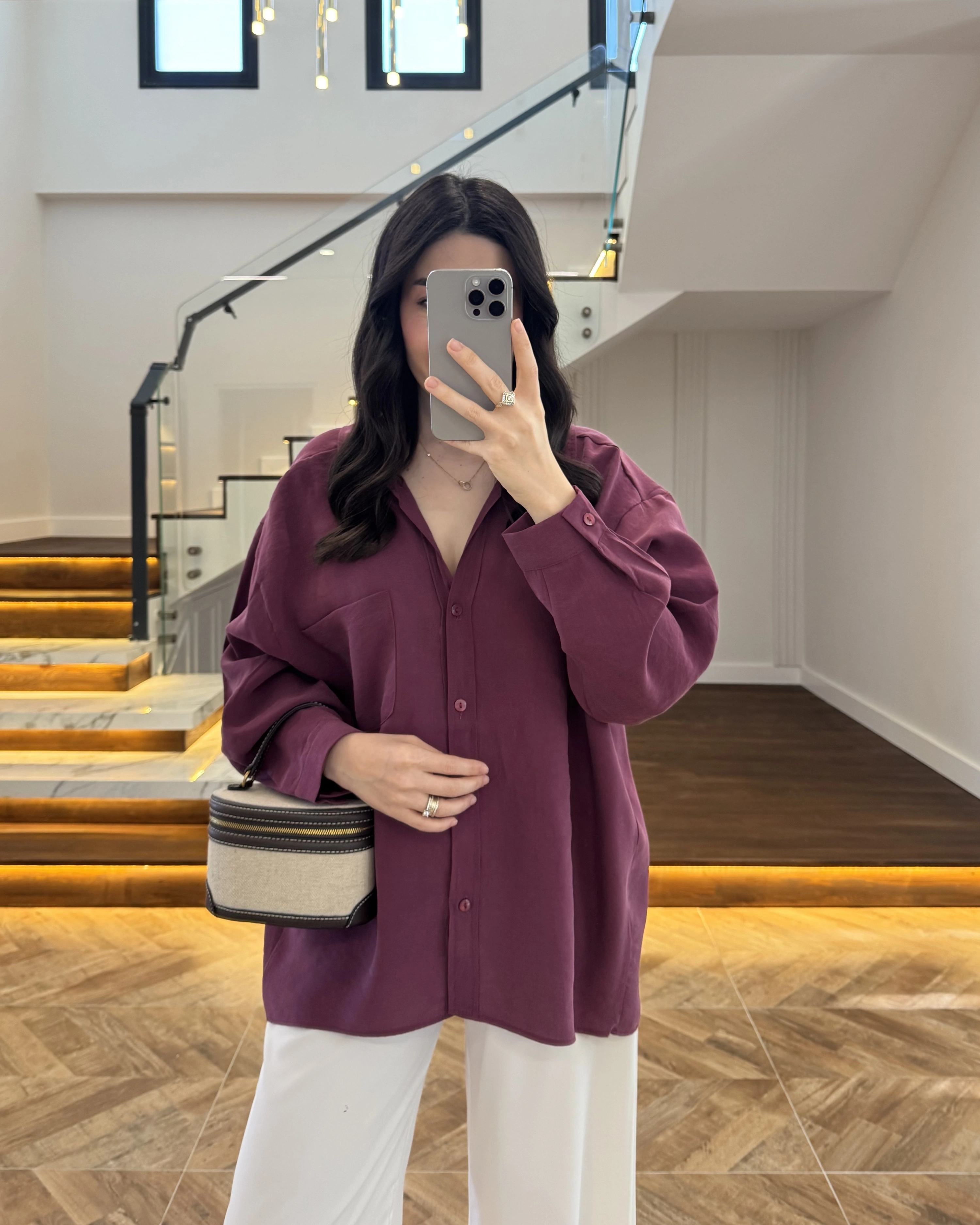 MÜRDÜM DÜŞÜK OMUZLU MODAL GÖMLEK -5050