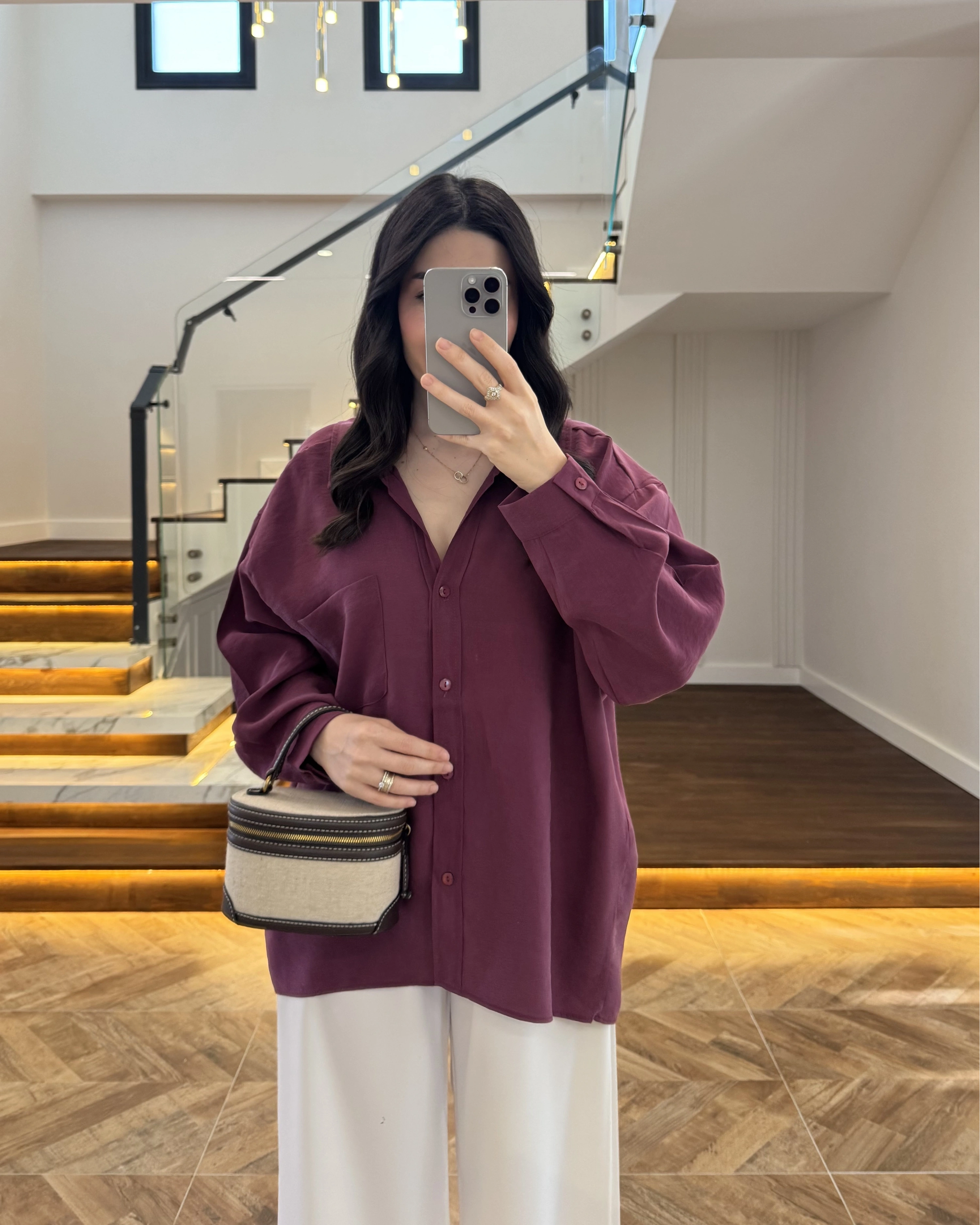 MÜRDÜM DÜŞÜK OMUZLU MODAL GÖMLEK -5050