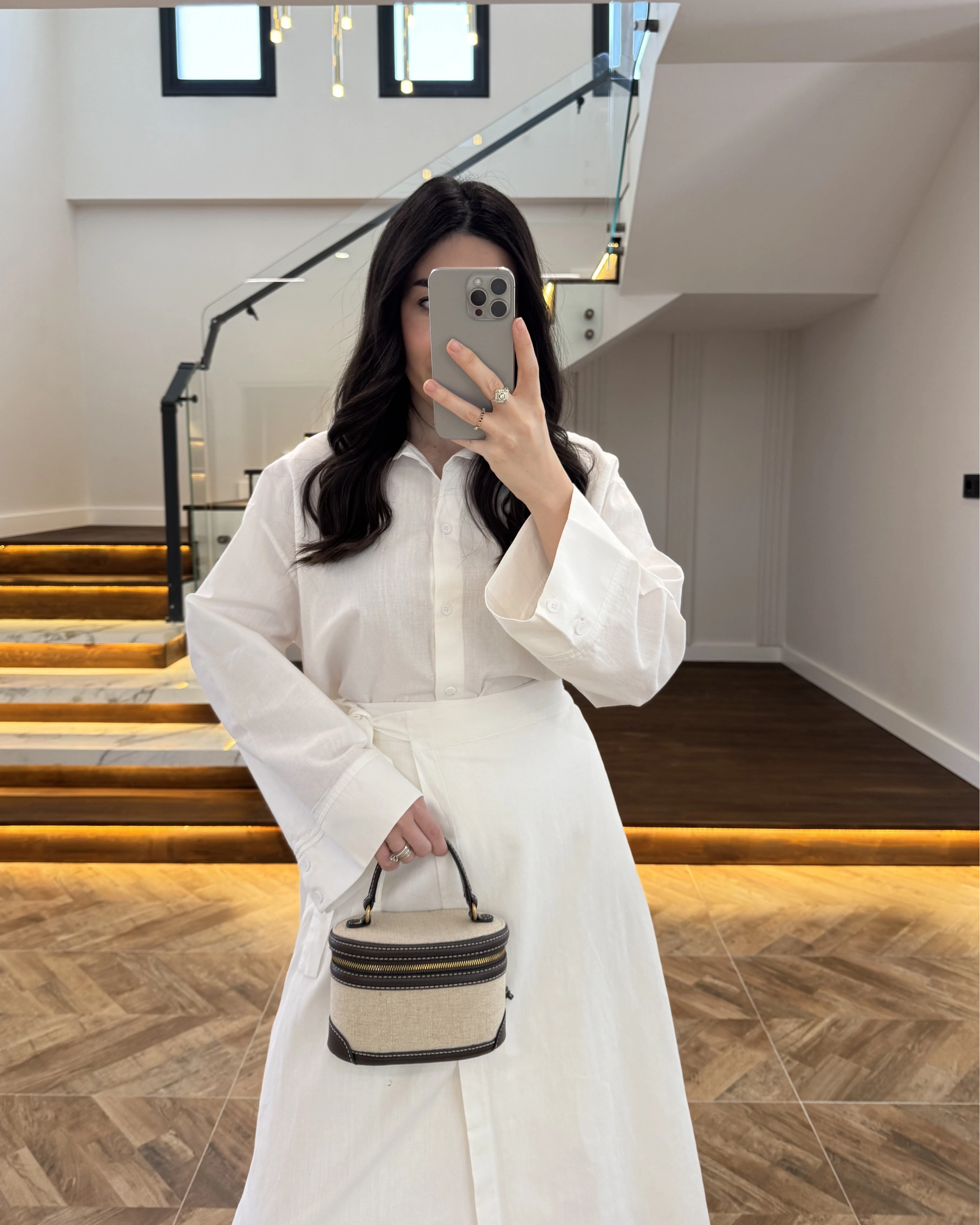 EKRU HAM KETEN ETEK GÖMLEK TAKIM-8973