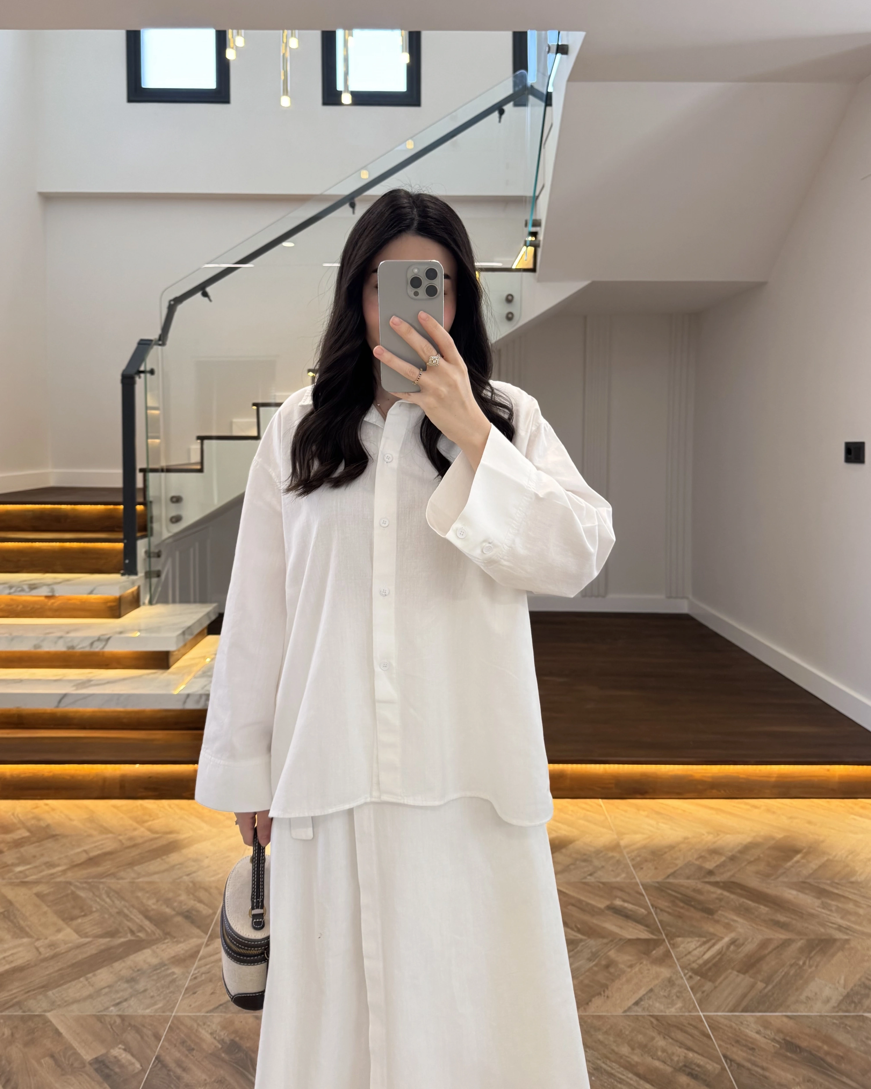 EKRU HAM KETEN ETEK GÖMLEK TAKIM-8973