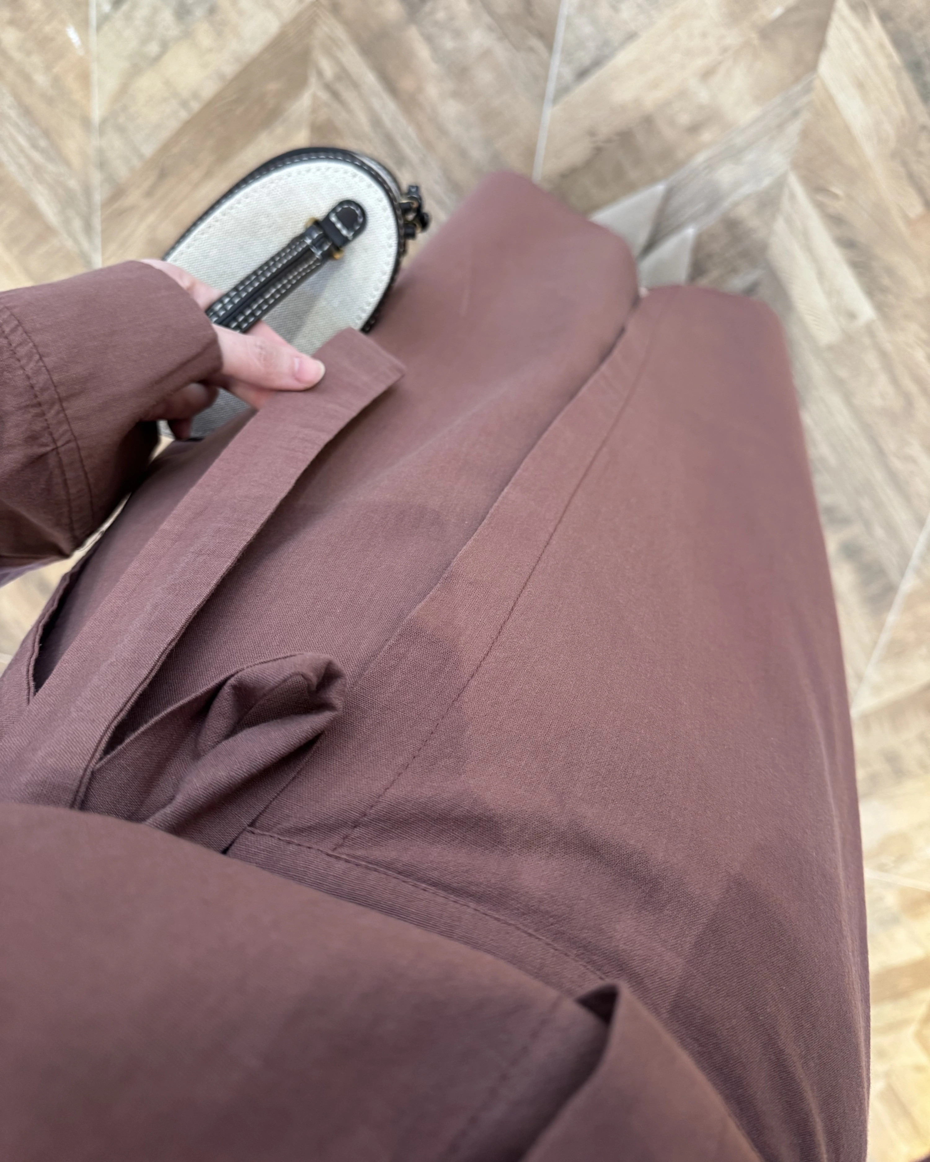 KİREMİT HAM KETEN ETEK GÖMLEK TAKIM-8973