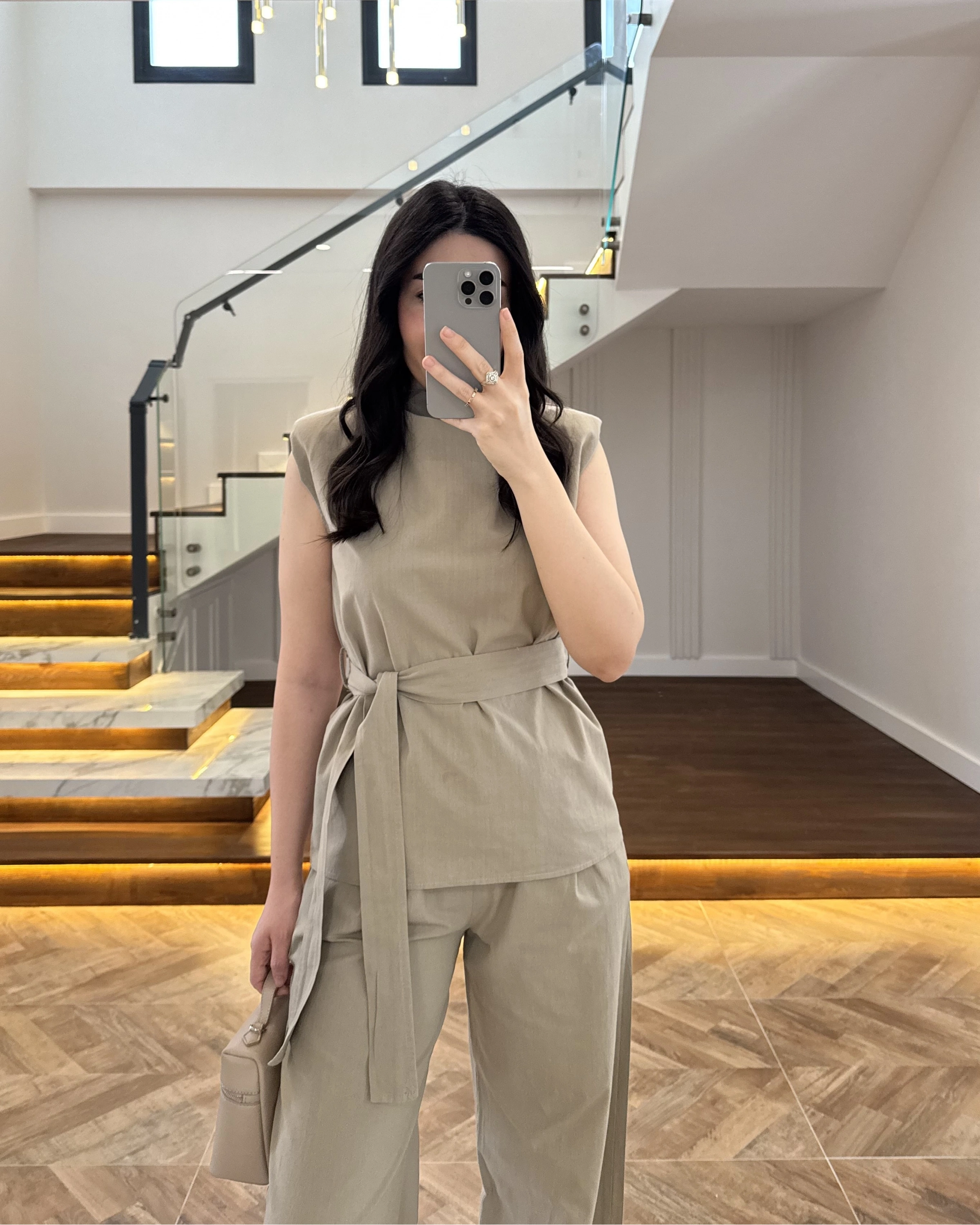 VİZON DEGAJE YAKA TAKIM KEMERLİ TAKIM -8965