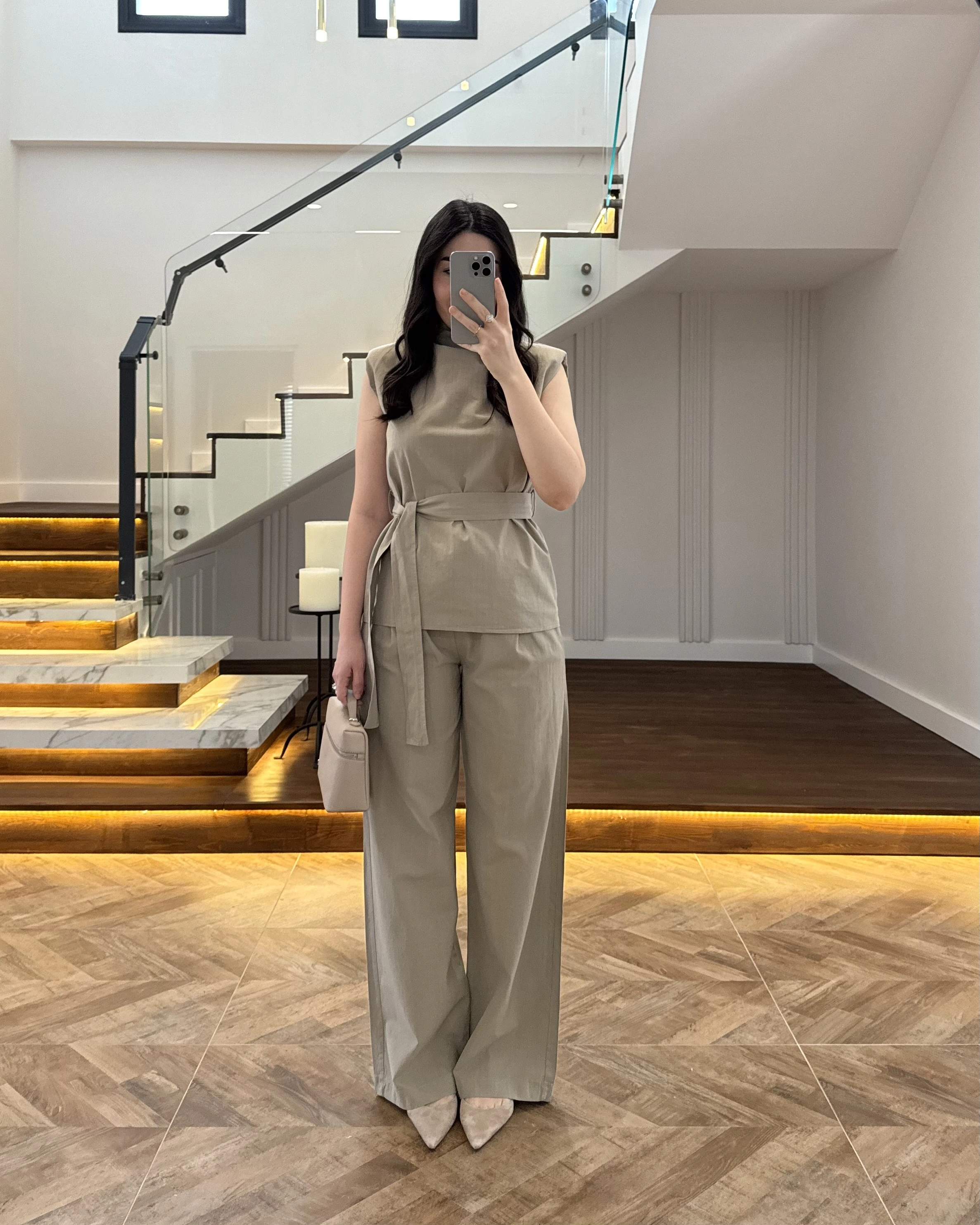 VİZON DEGAJE YAKA TAKIM KEMERLİ TAKIM -8965