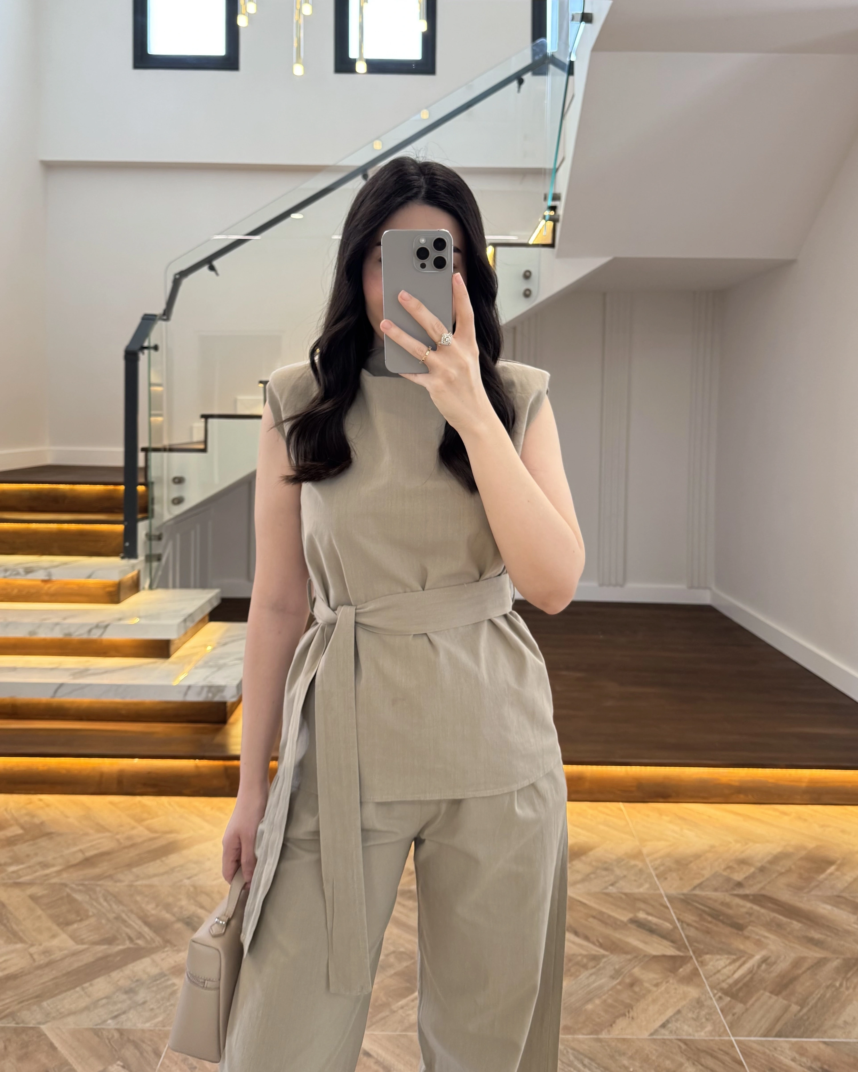 VİZON DEGAJE YAKA TAKIM KEMERLİ TAKIM -8965