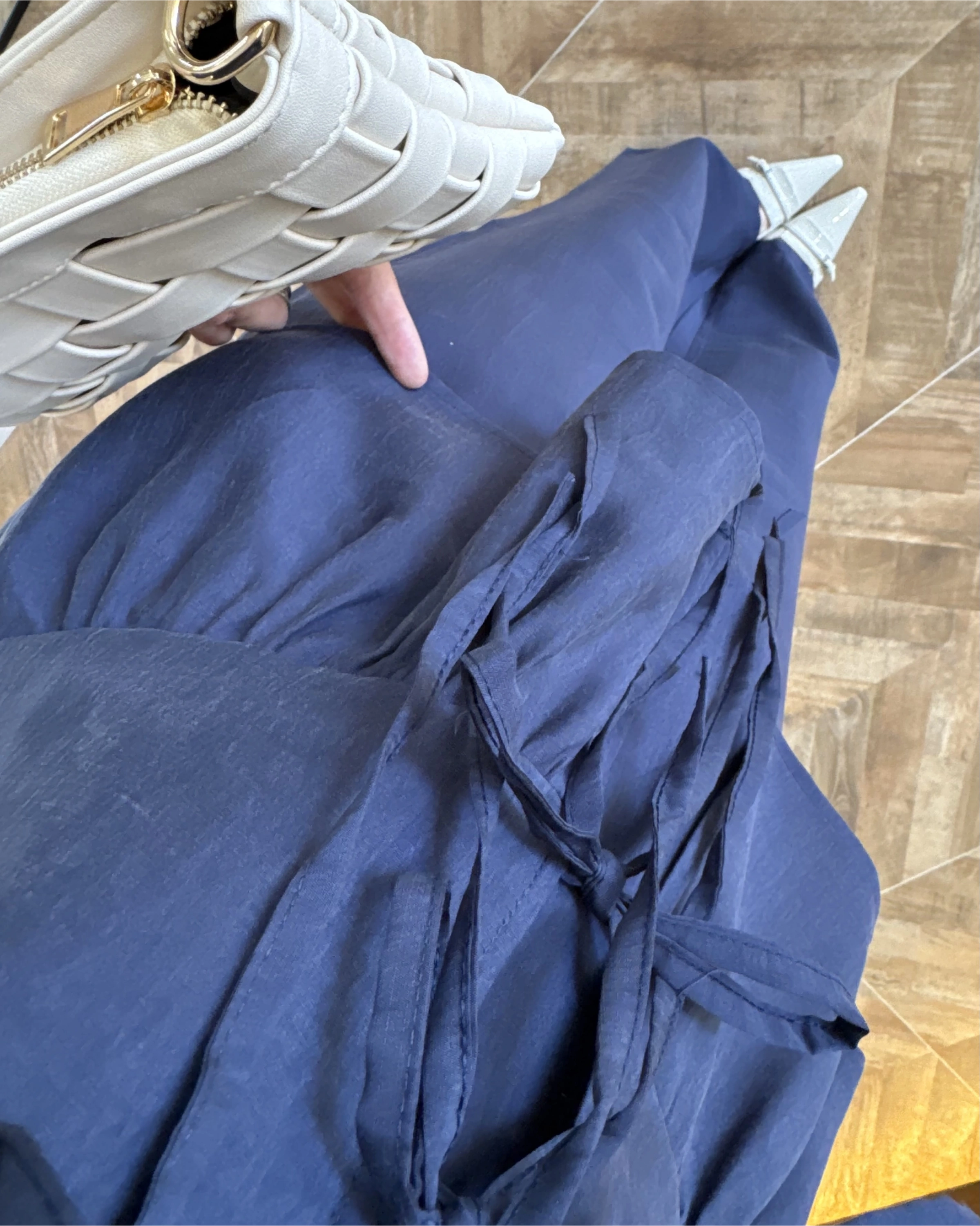 LACİVERT ÖNÜ BAĞLAMALI BALON KOL TAKIM-267328