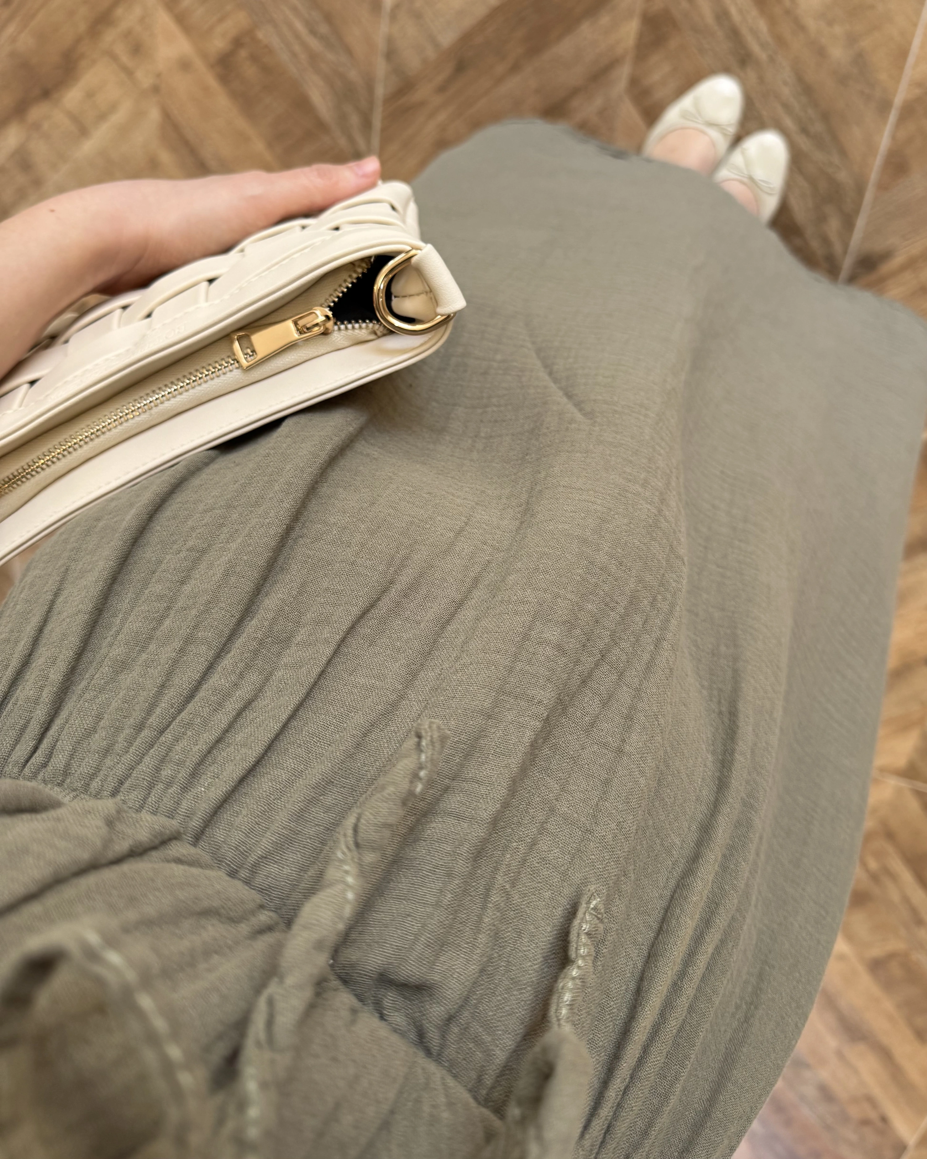 HAKİ MÜSLİN ELBİSE-3008