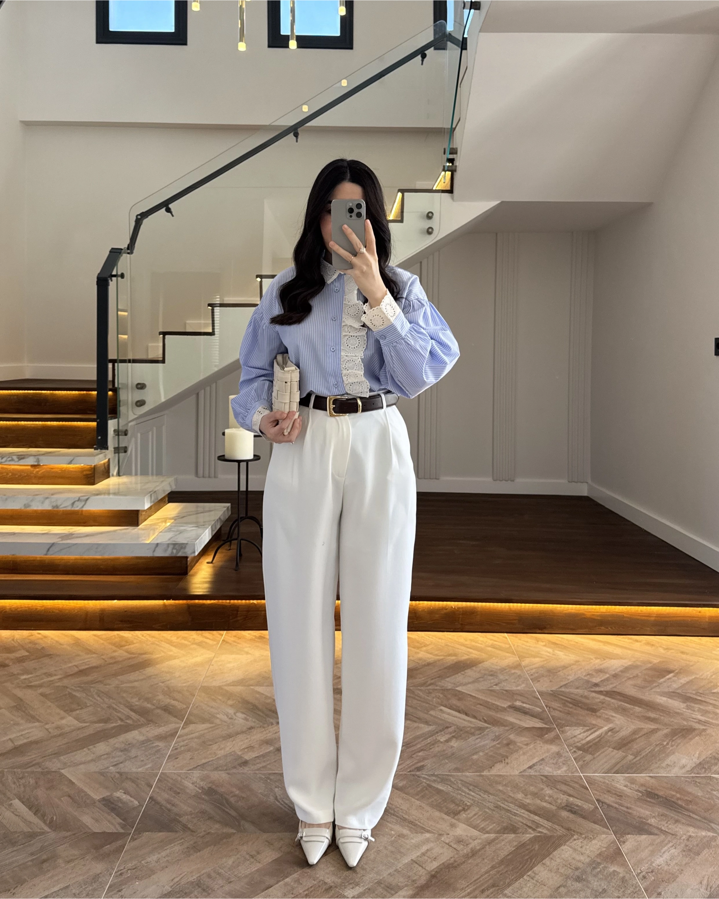 MAVİ ÇİZGİLİ GÜPÜRLÜ GÖMLEK -1326