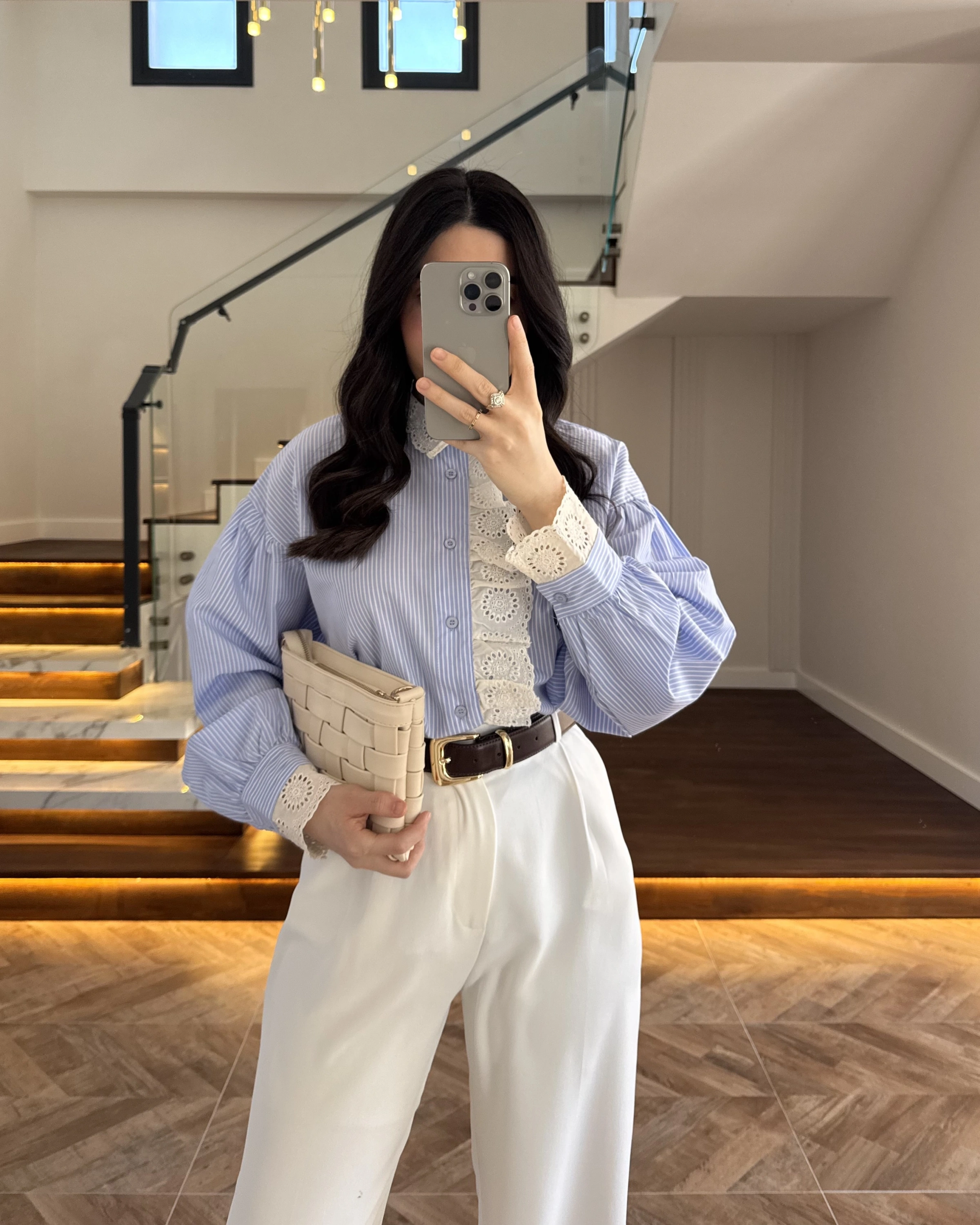 MAVİ ÇİZGİLİ GÜPÜRLÜ GÖMLEK -1326