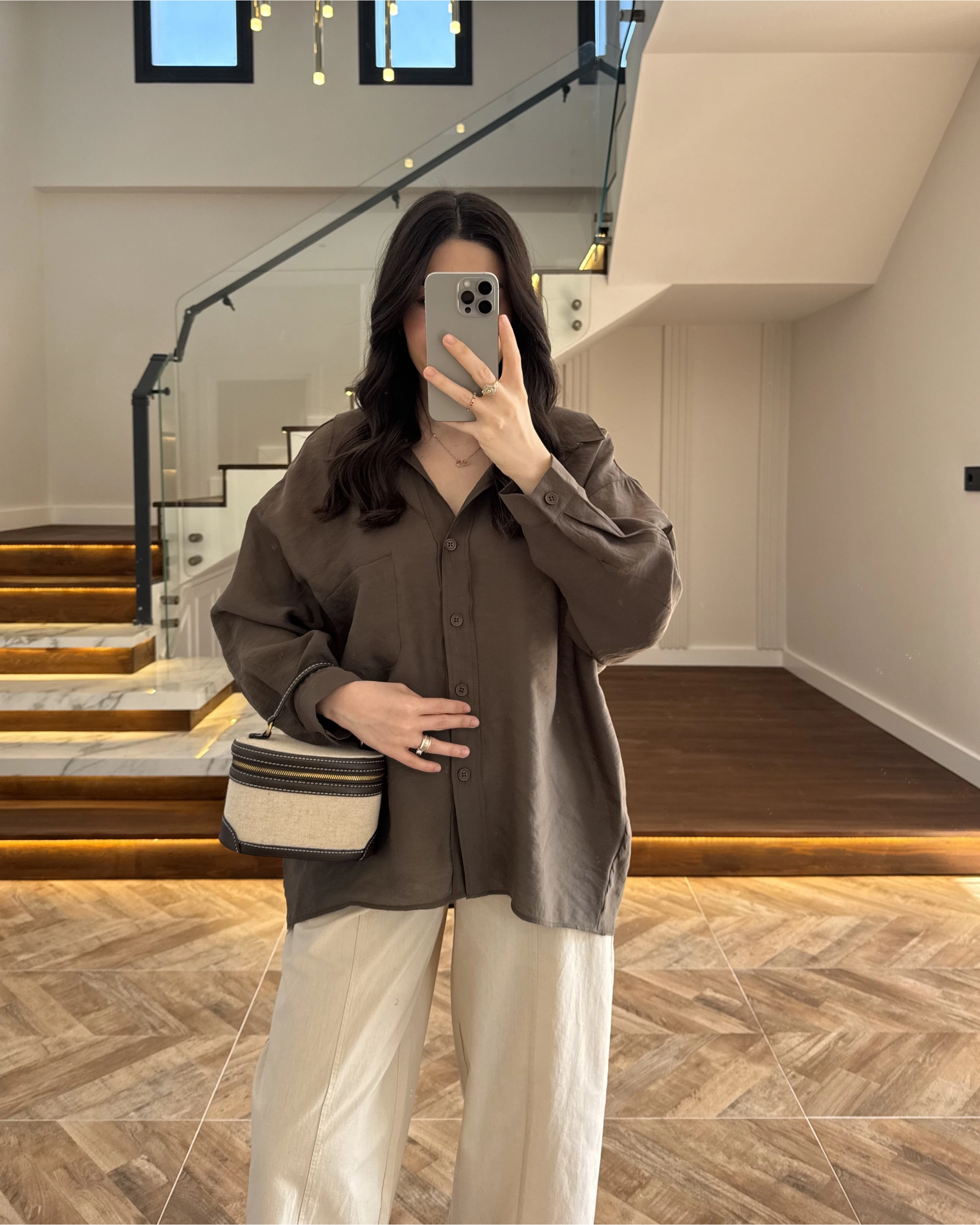 HAKİ DÜŞÜK OMUZ TENSEL GÖMLEK-4612